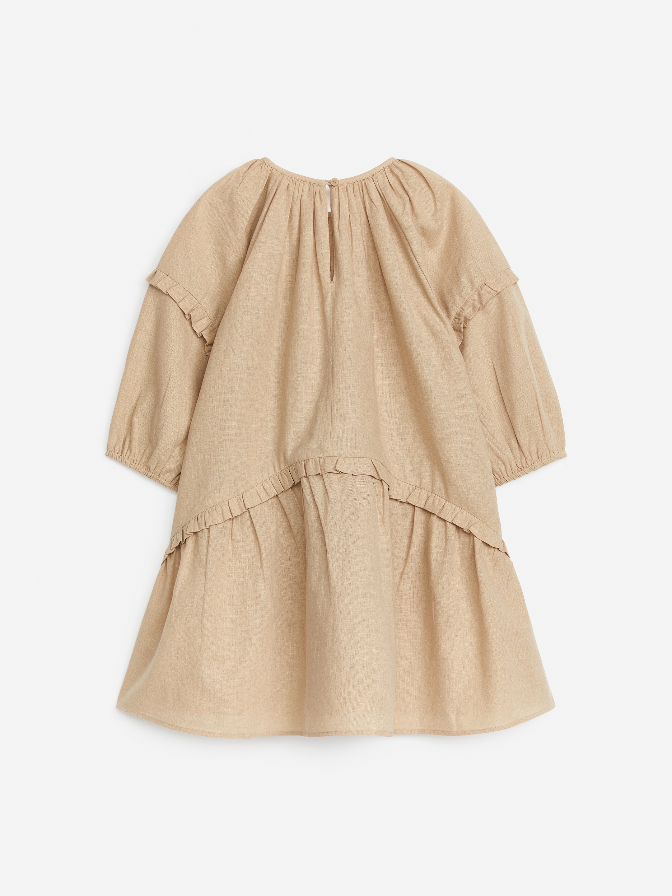 Näytä suurempi kuva: Röyhelöinen pellavasekoitemekko - Beige - Kids | H&M FI 2