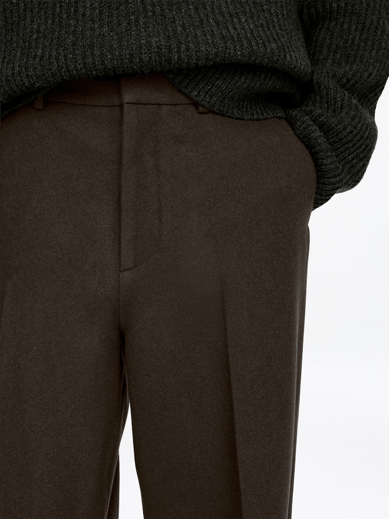 Pantalon décontracté en laine - Marron/Noir - 4