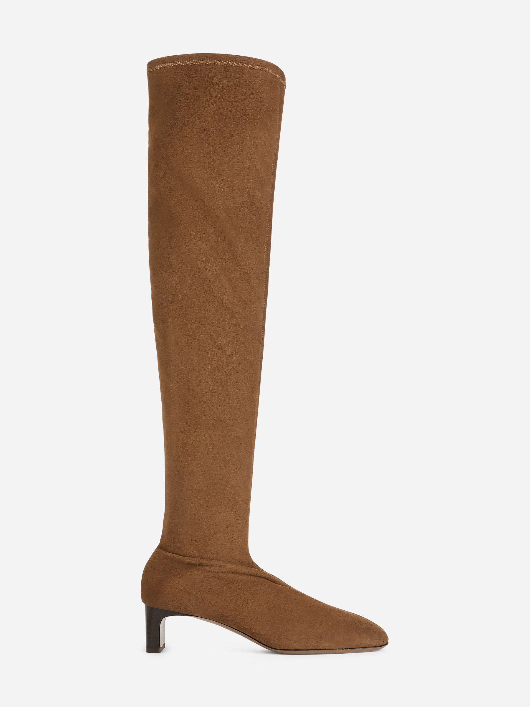 Bottes en daim à hauteur du genou-#68513C-7687