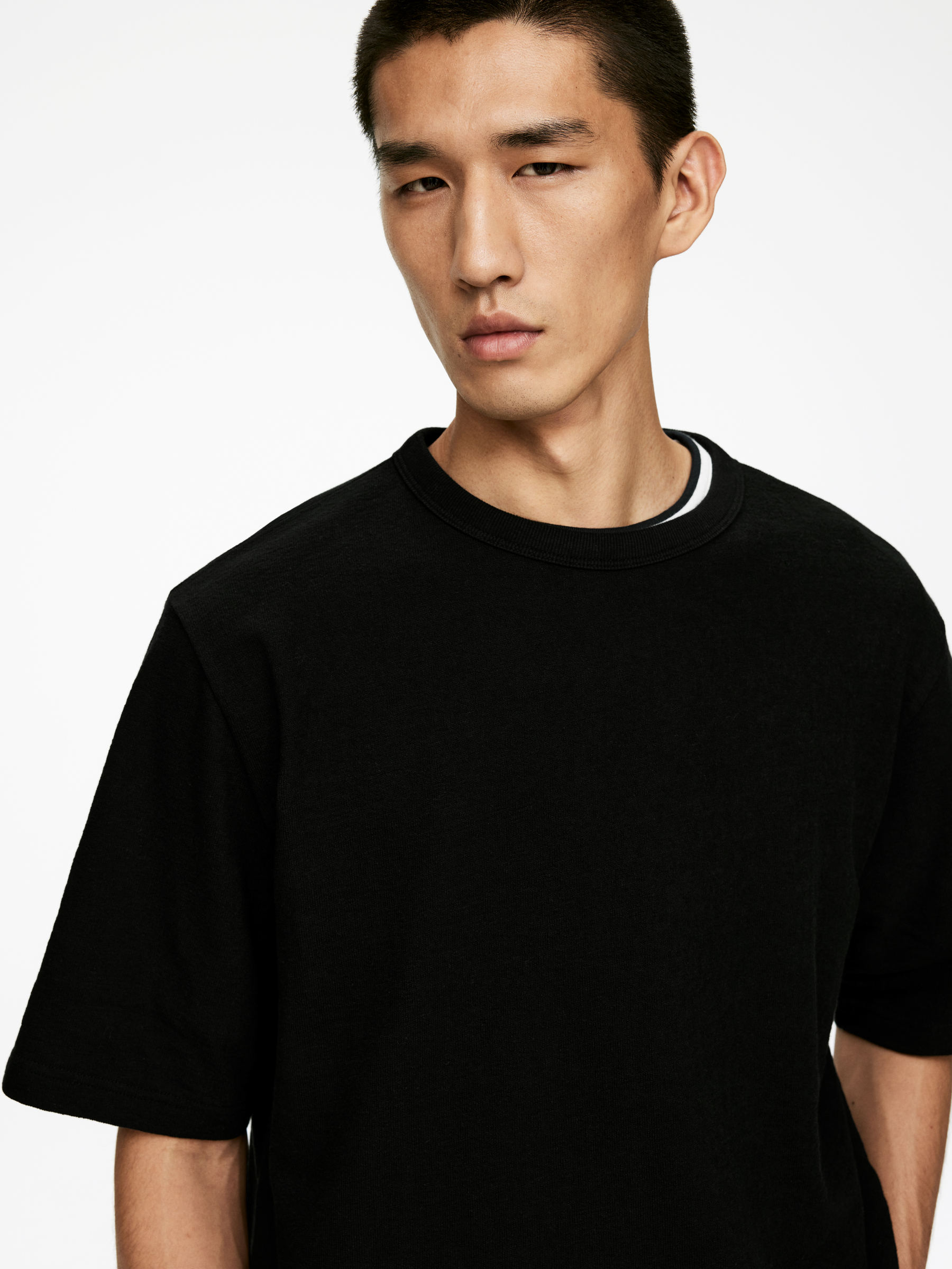 Relaxed Bouclé T-Shirt - Black - Loose fit - Men - StillMedia/Lookbook - 6