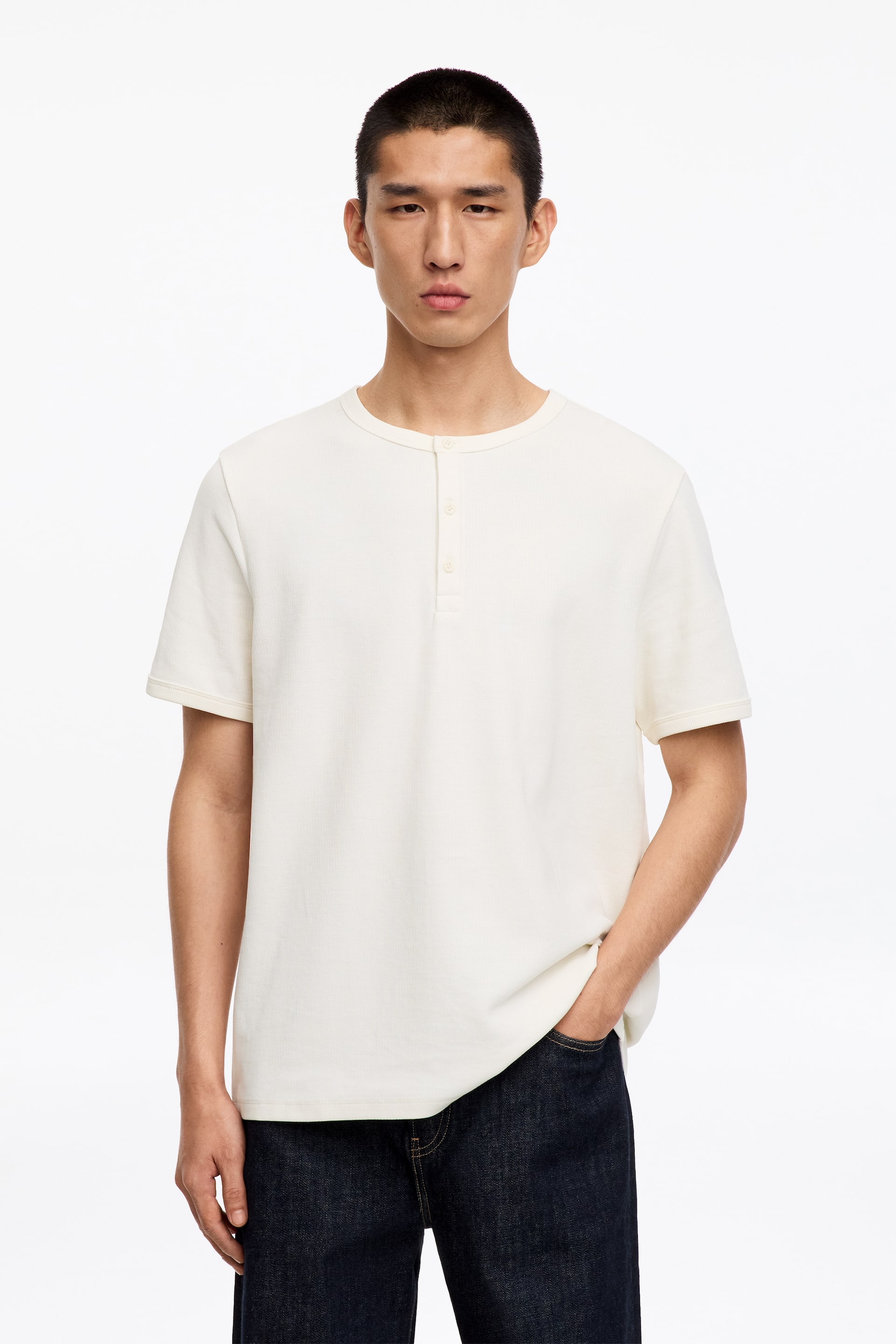 Agrandir l'image: Chemise Henley à manches courtes - Blanc cassé - HOMME | H&M BE 1
