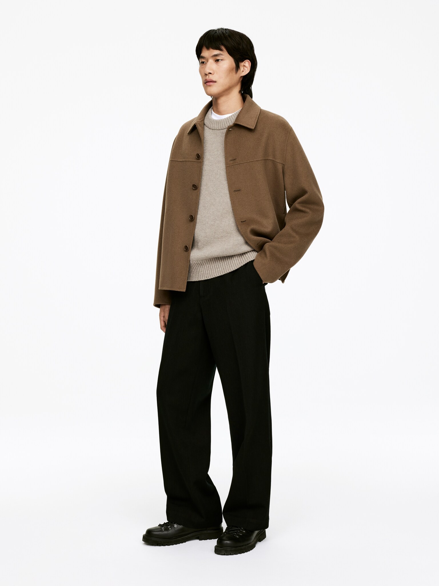 Pull épais en laine - Beige chiné/Gris clair chiné/Charbon chiné/Bleu foncé/Marron foncé/Blanc cassé/Bleu moyen - 4