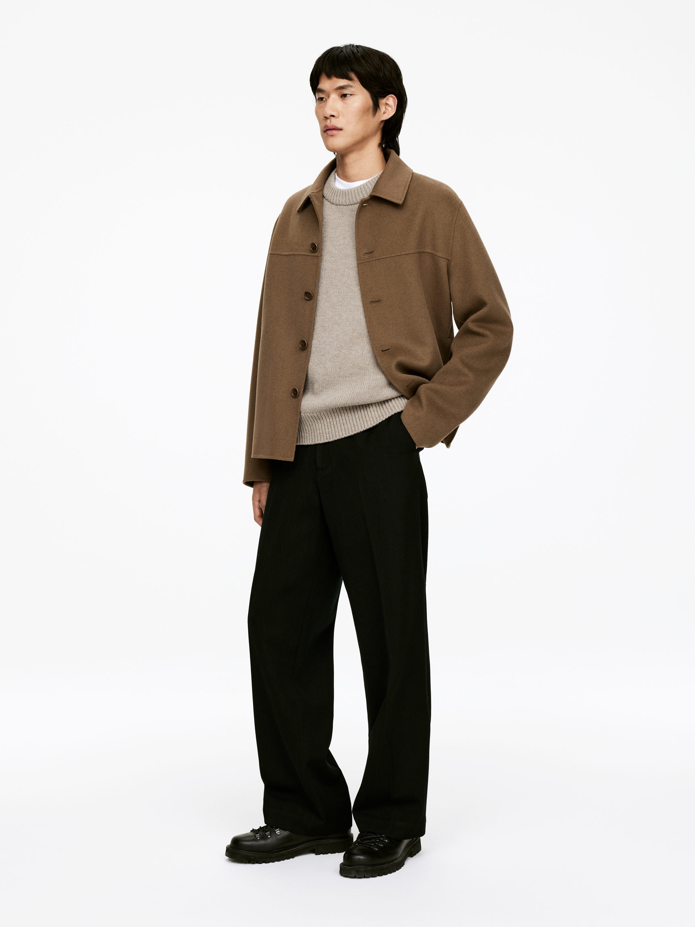 Heavy Knit Wool Jumper - Beige Melange - Relaxed fit - Men - StillMedia/Lookbook - 5