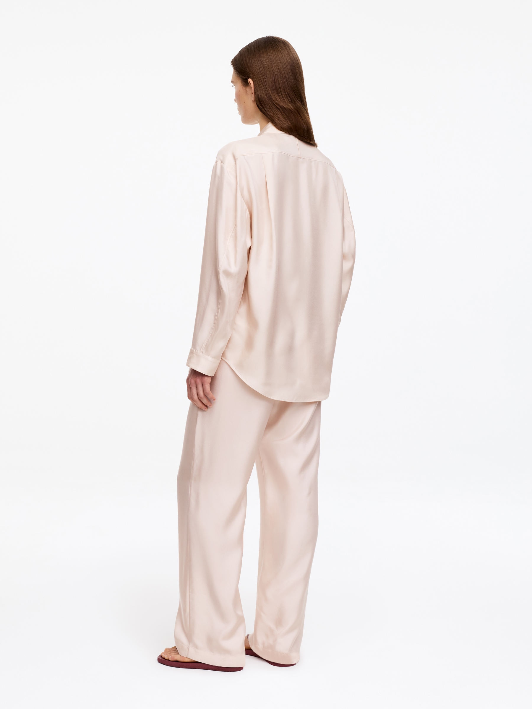 Koszula z jedwabnego diagonalu - Jasnoróżowy - Fason normalny - Women - StillMedia/Lookbook - 3