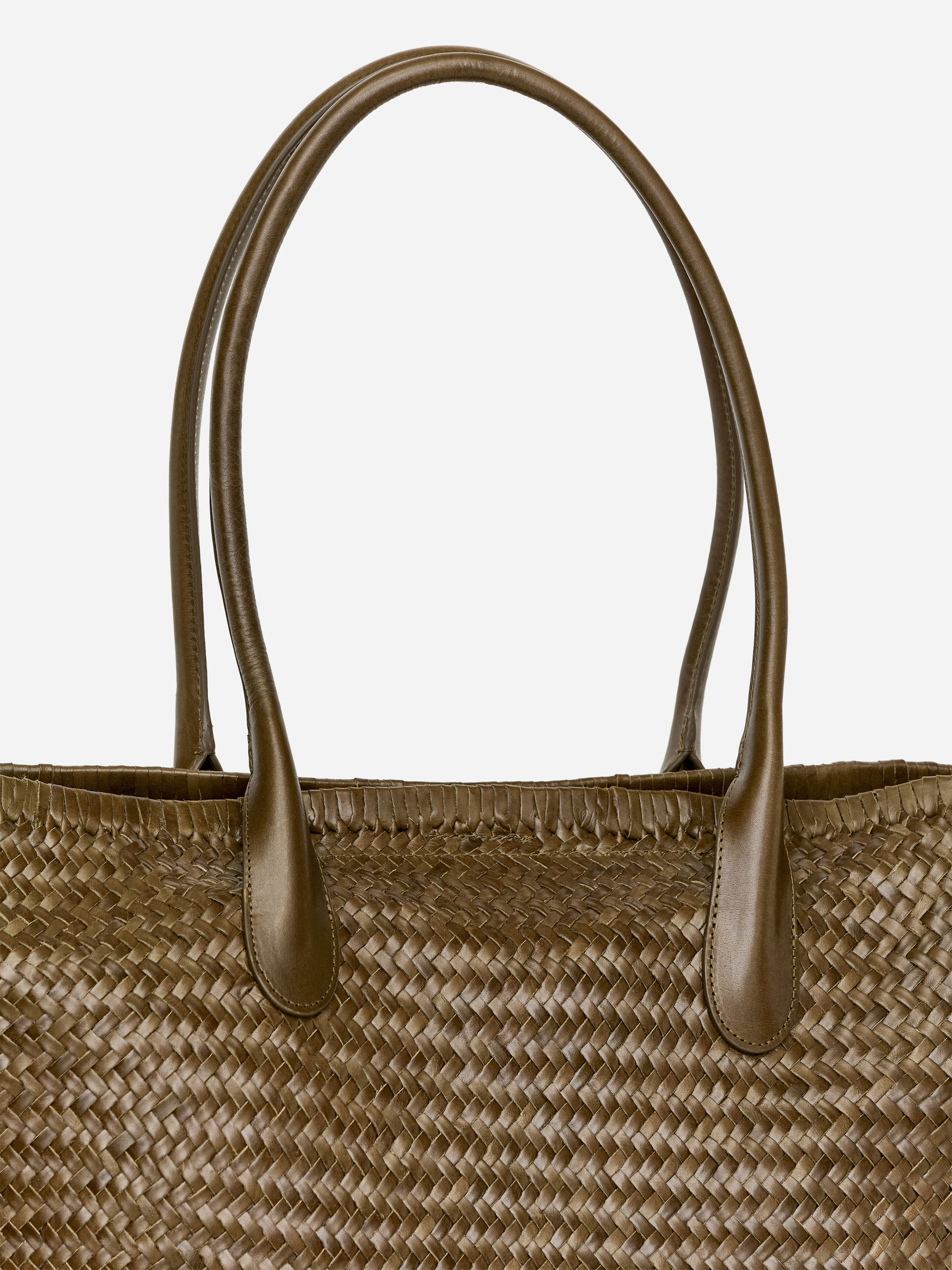 Woven Leather Tote - Khaki Green - Women - StillMedia/DescriptiveDetail - 3