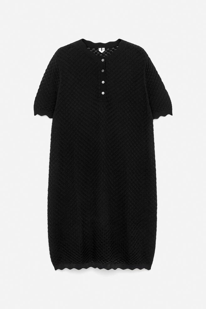 Open-Knit Dress - Black - 1