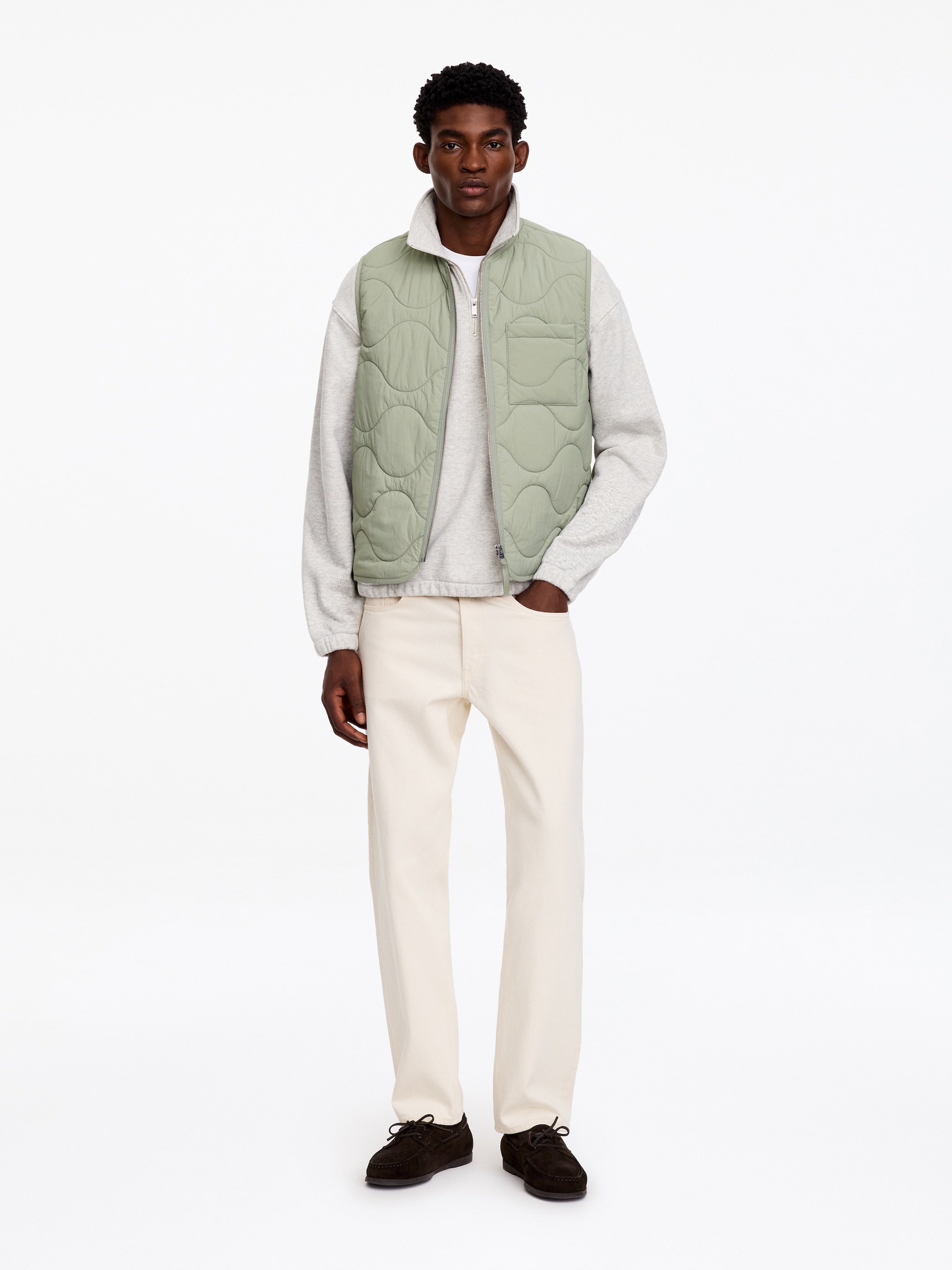 Quilted Liner Vest-Green-20913