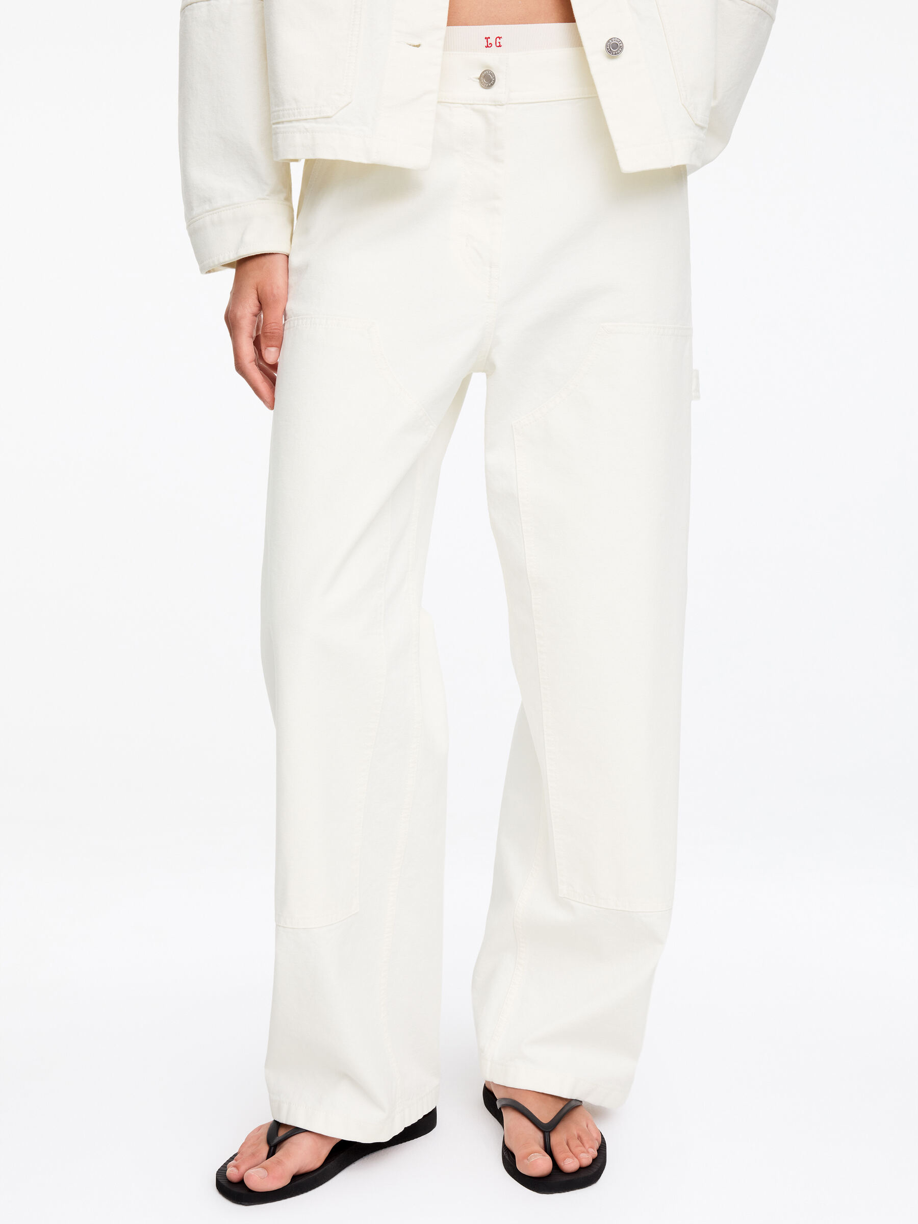 ARKET and Laila Gohar Work Trousers - Off White - Loose fit - Women - StillMedia/Lookbook - 3