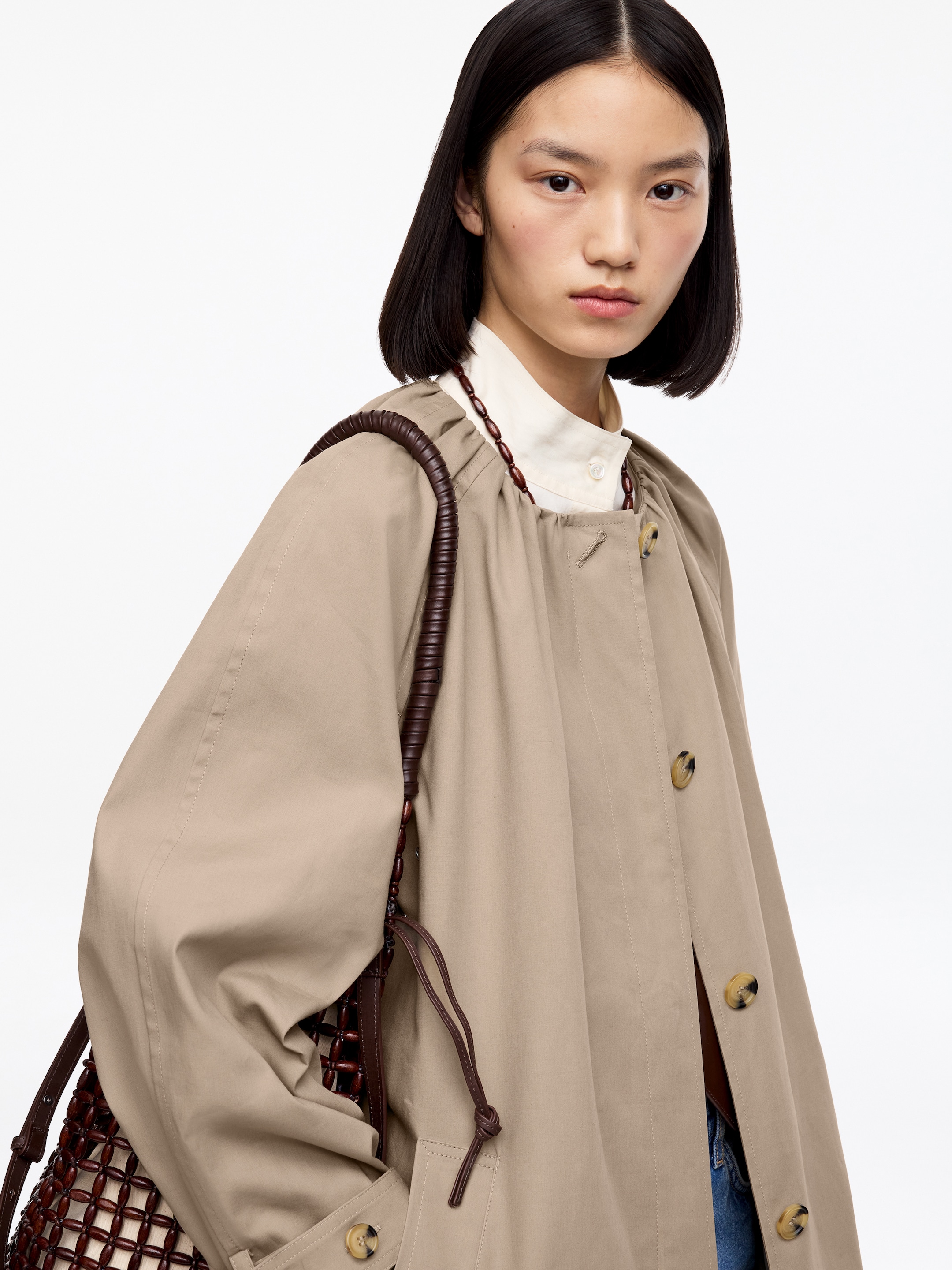 Cotton Coat - Beige - Oversized - Women - StillMedia/Lookbook - 4