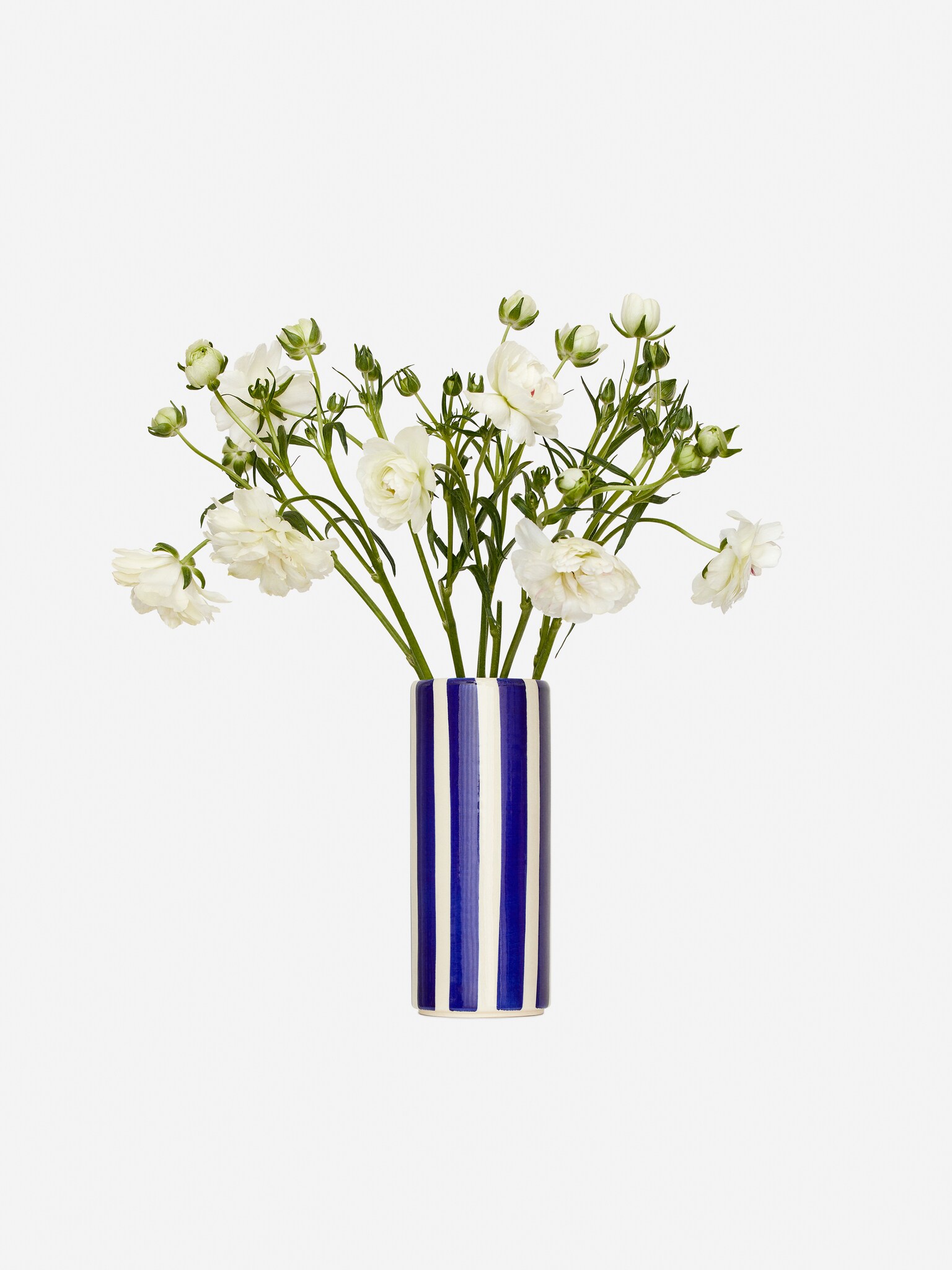 Kamenná váza 23 cm - Biela/Modrá - 2
