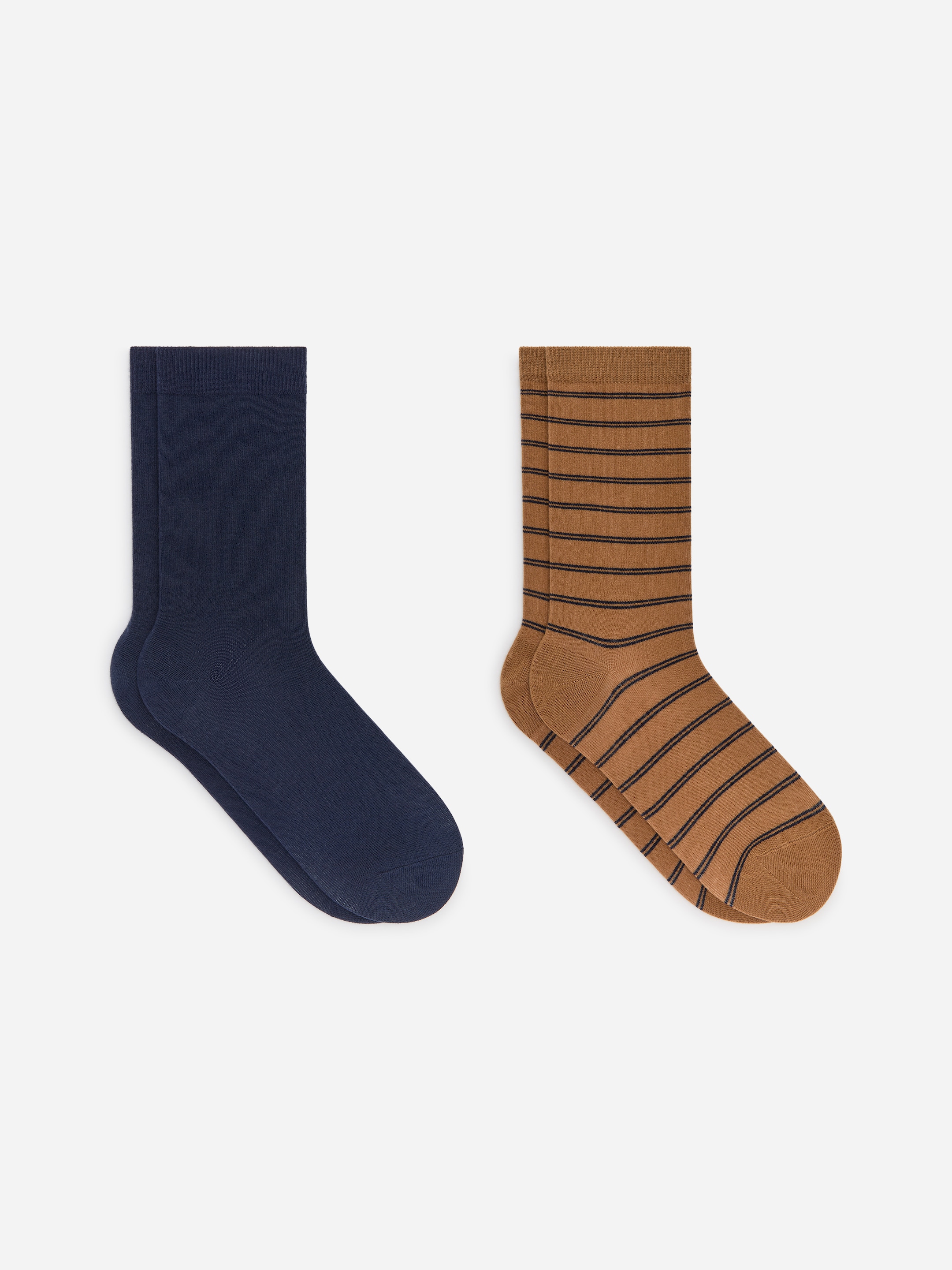 Cotton Socks Set of 2-#8C7053-18363