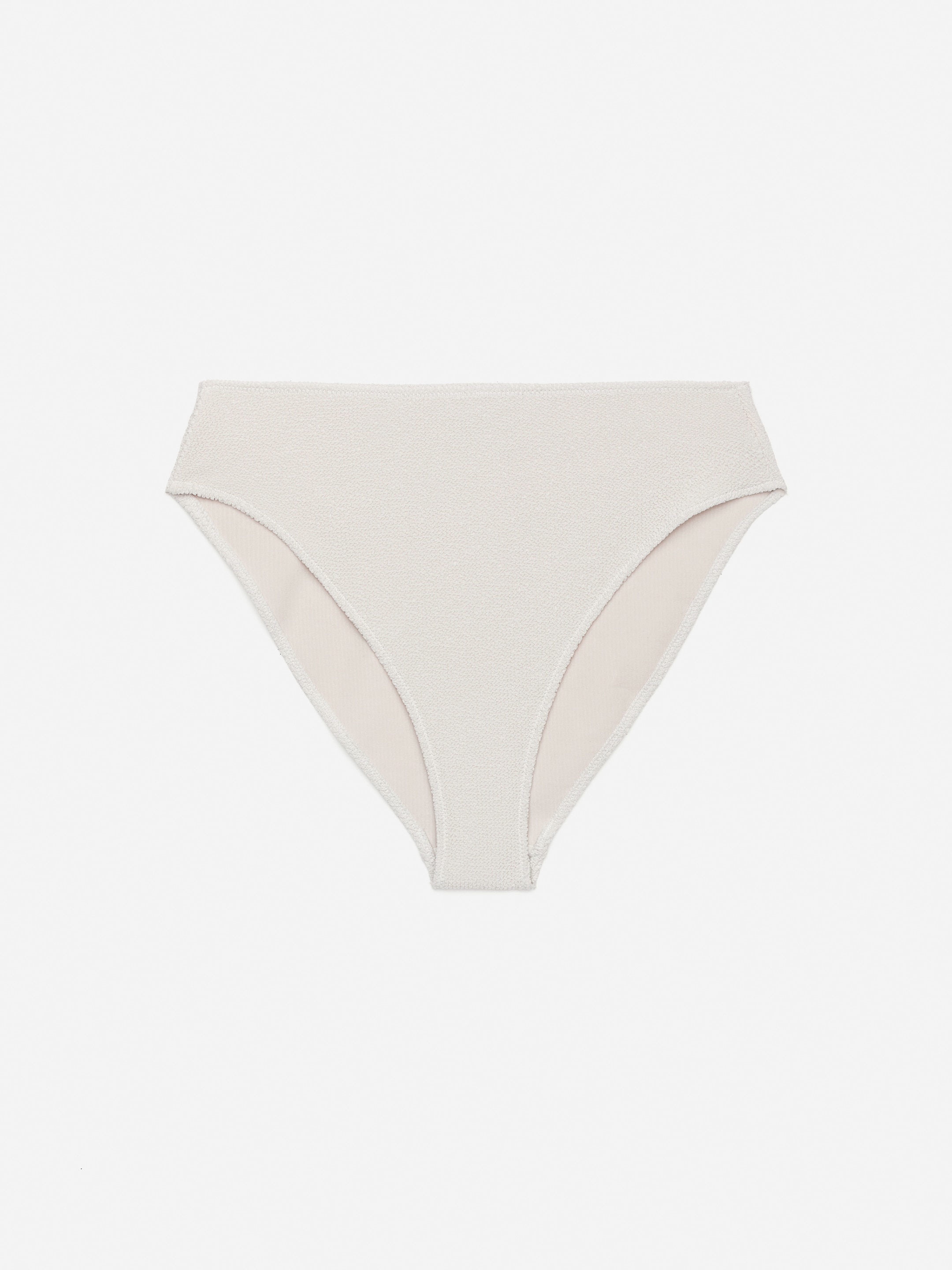 Mid Waist Crinkle Bikini Bottom-#F4F3E9-15303