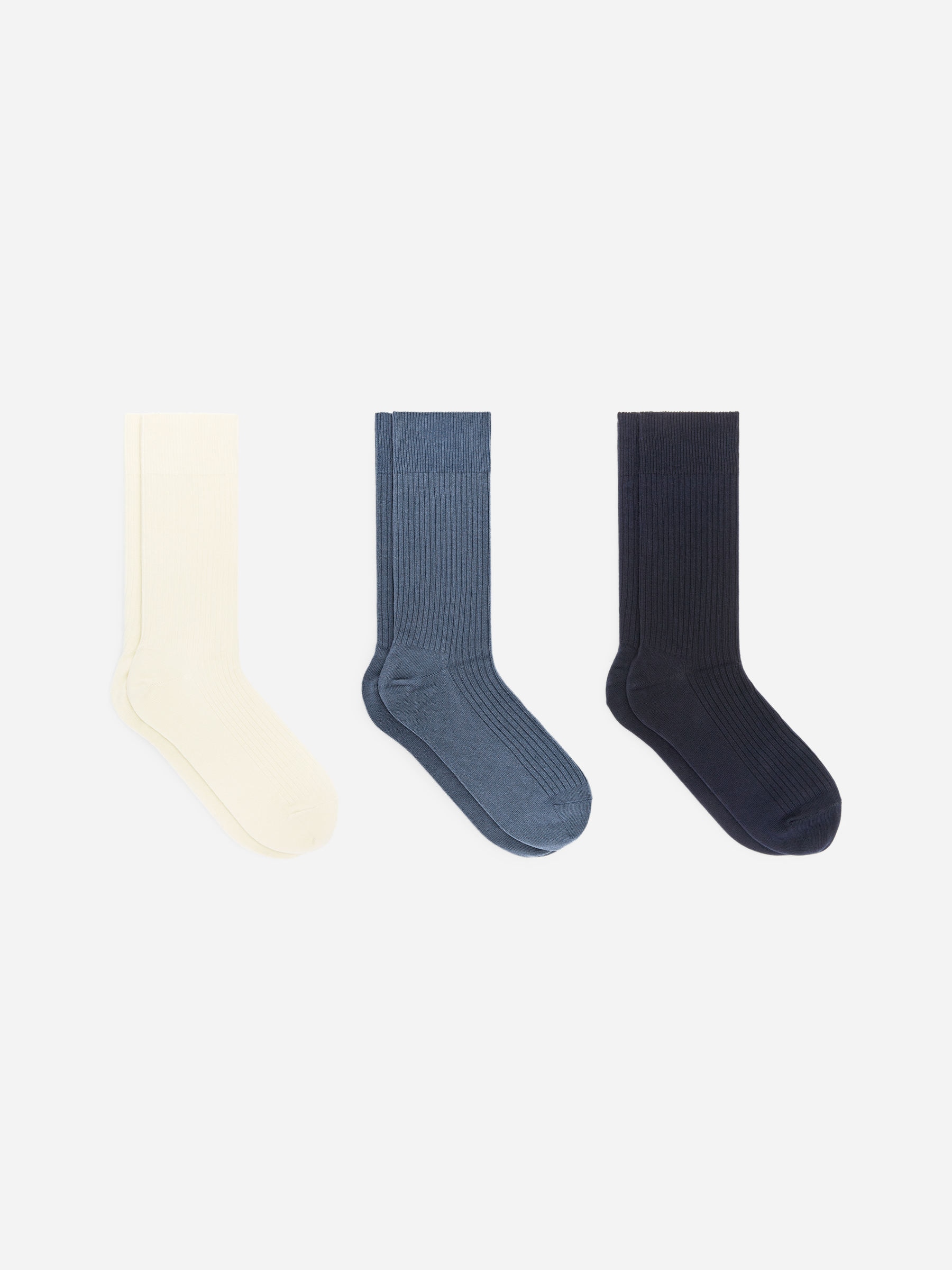 Supima Cotton Rib Socks Set of 3 pairs-#545B6F-18396
