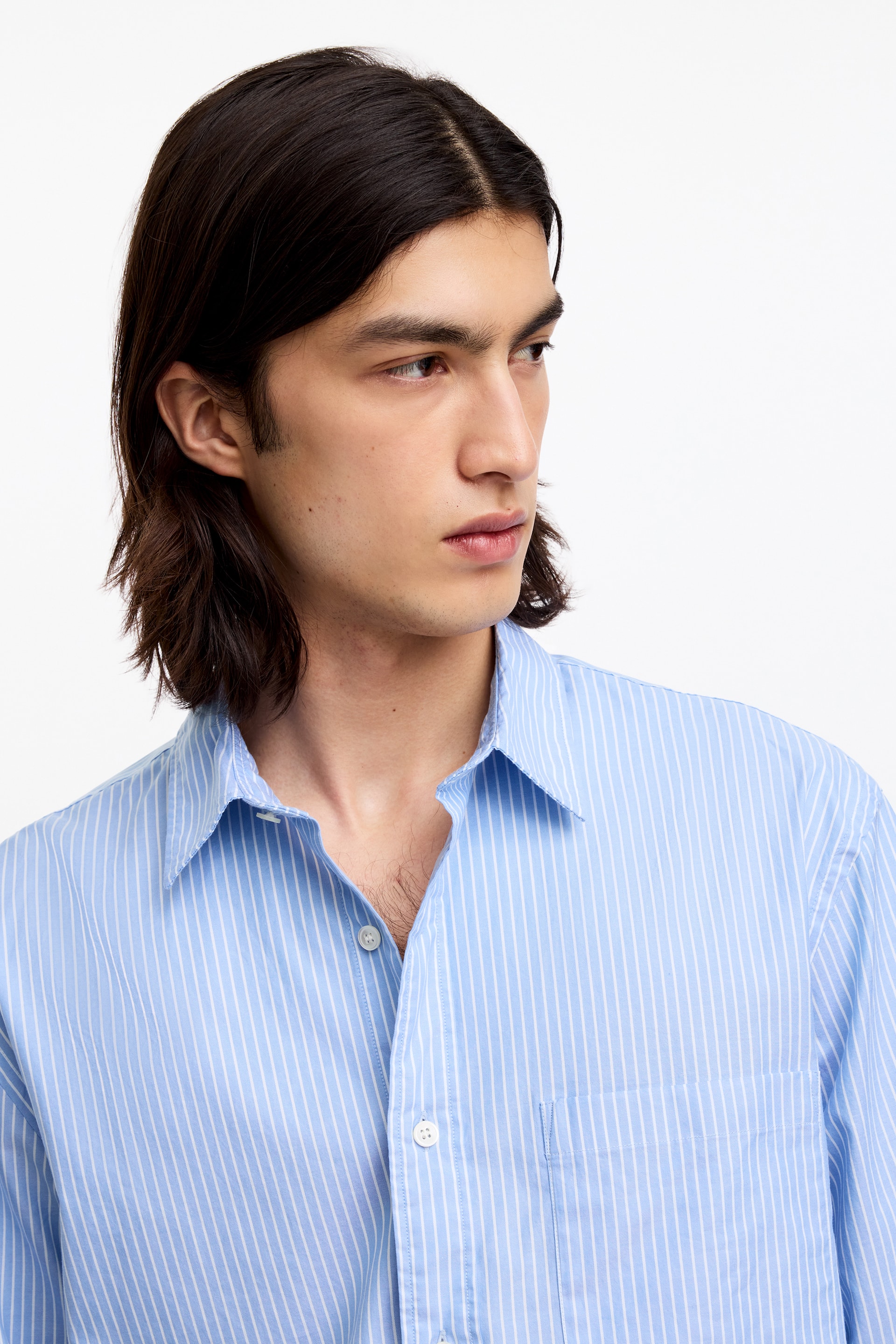 Men’s White/Blue Relaxed Poplin Shirt | H&M GB
