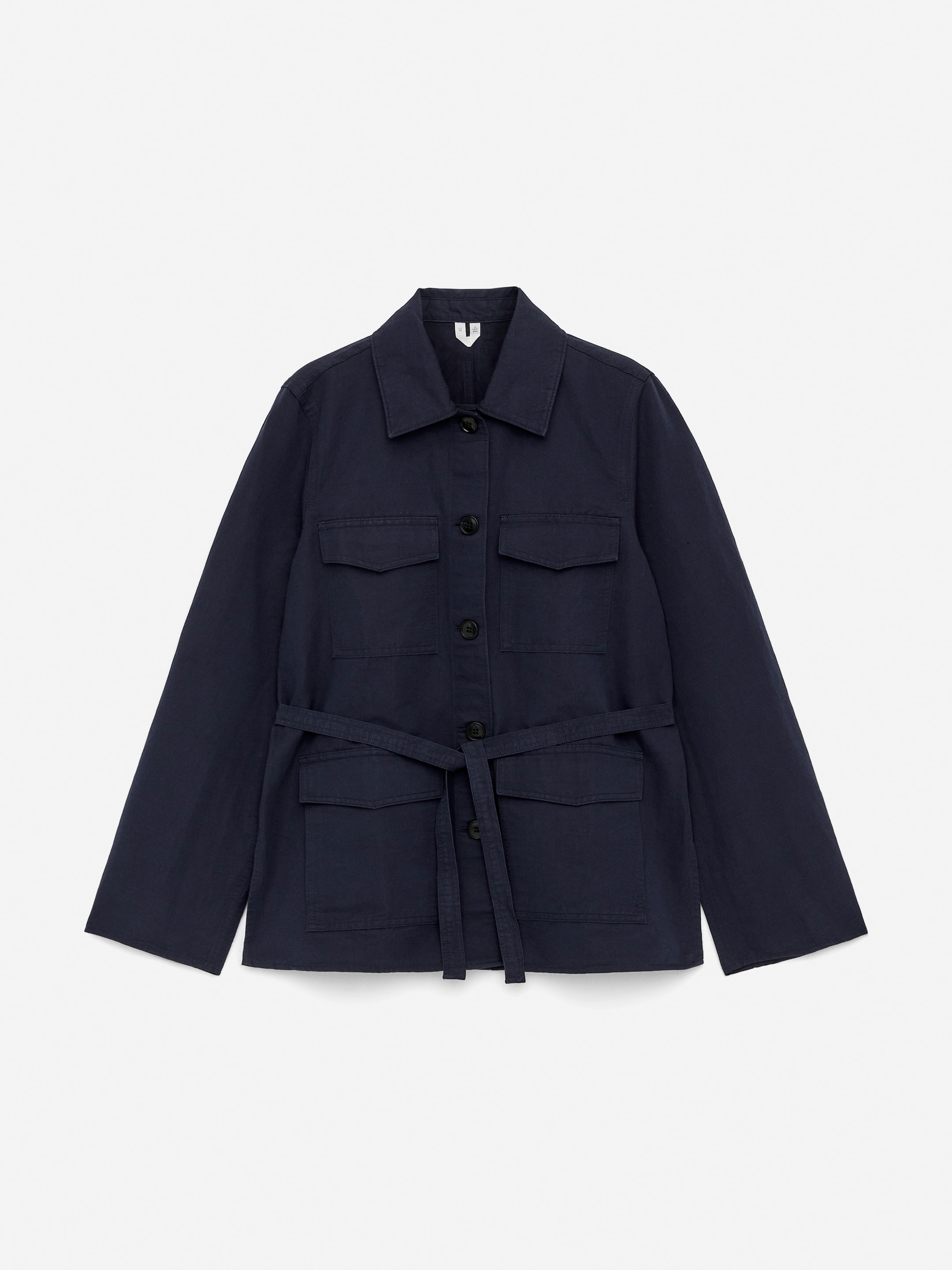 Overshirt con cintura-Blue-15273