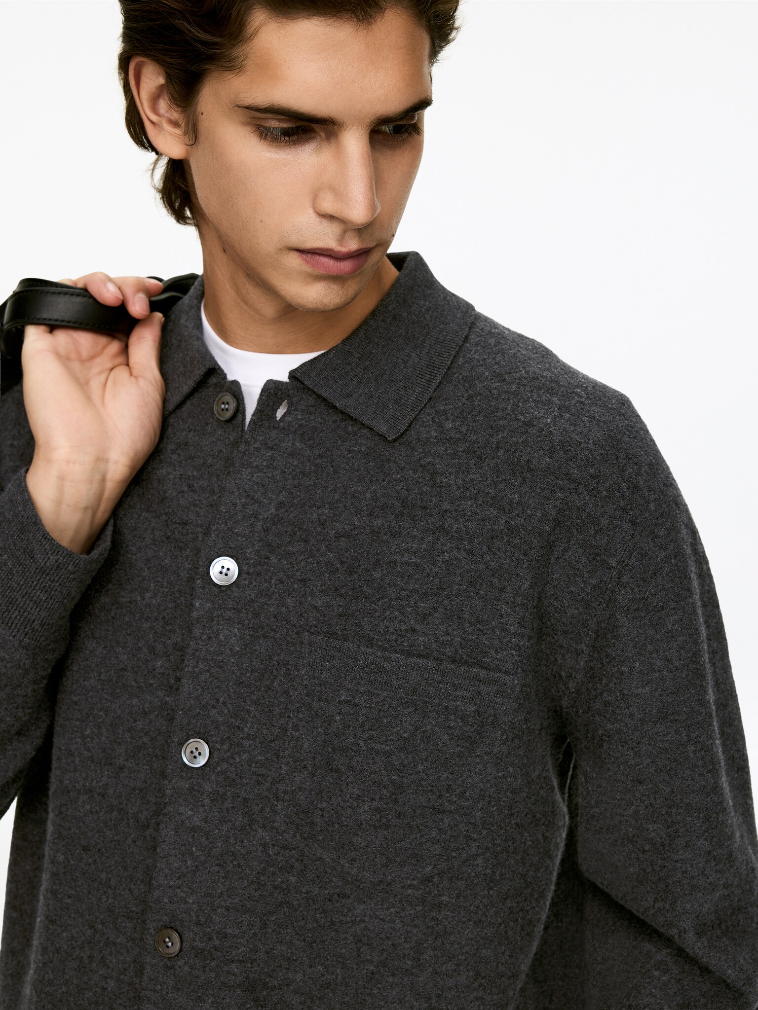 Cardigan en laine bouillie - gris/Bleu foncé/Marron - 3