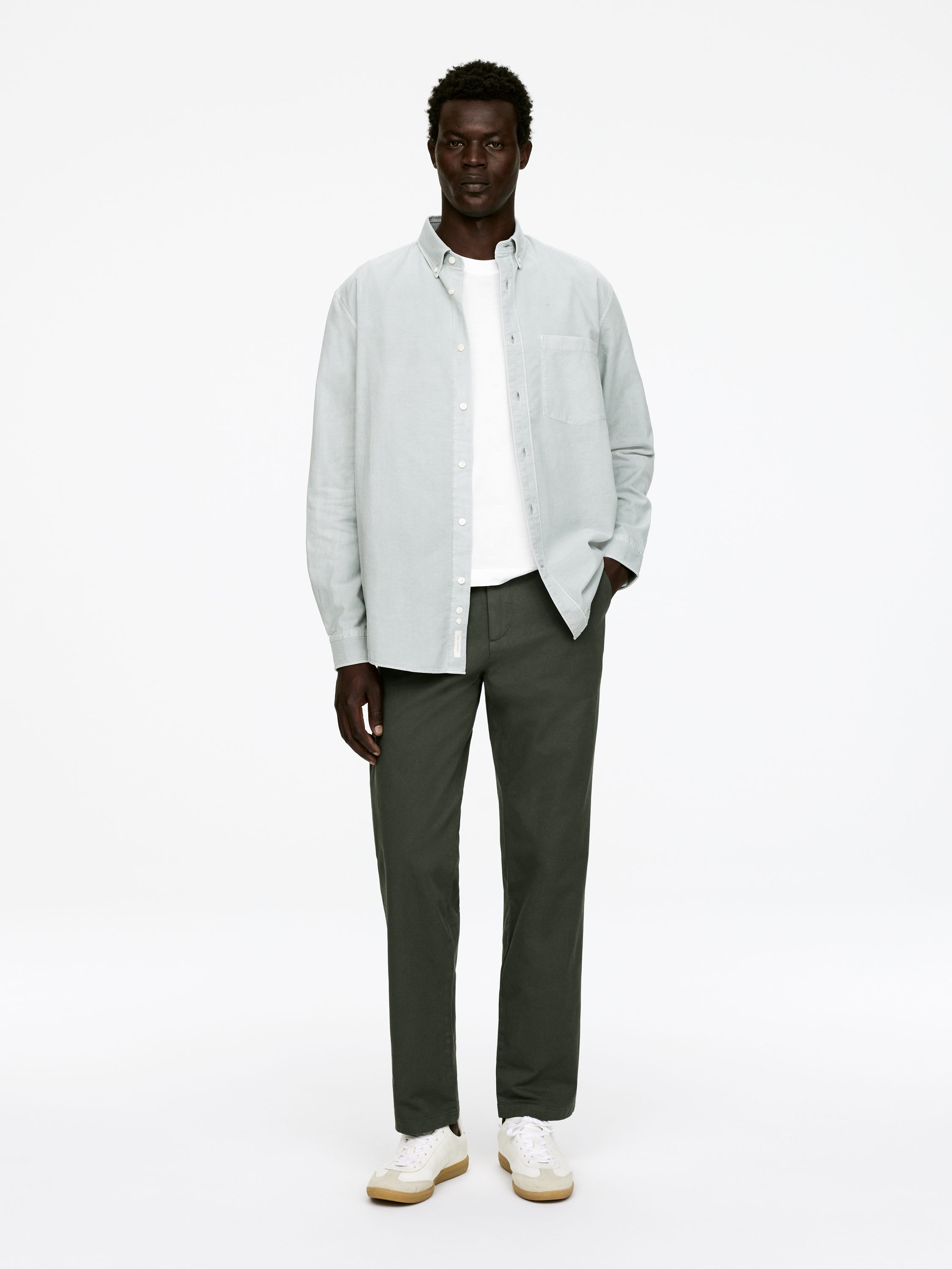 Straight Cotton Chinos-#4D4E45-16081