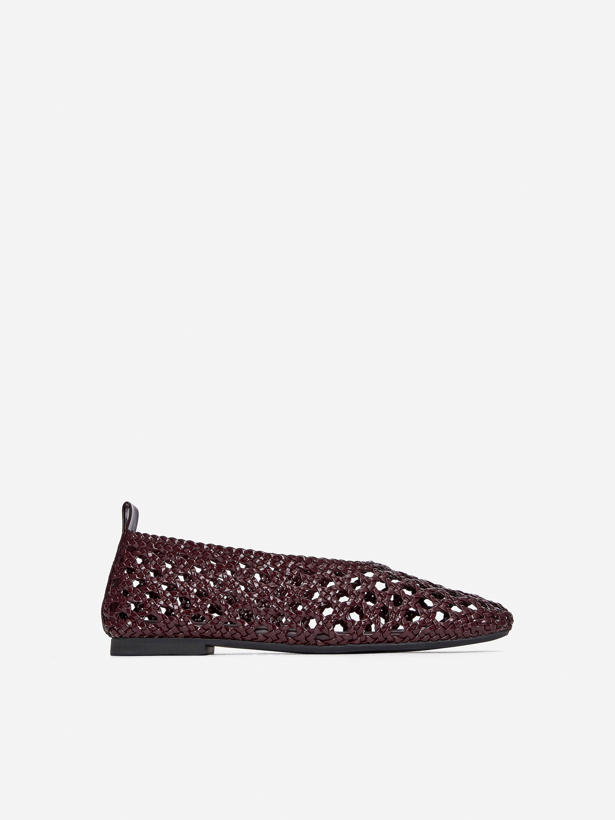 Woven Leather Flats-#664348-15874
