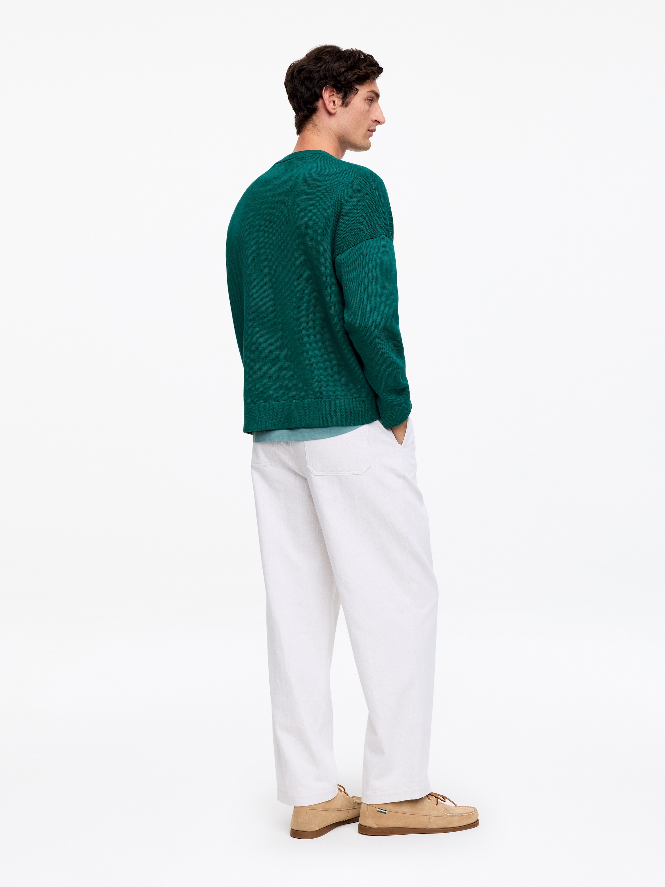 Cotton Cardigan - Dark Green - Loose fit - Men - StillMedia/Lookbook - 2