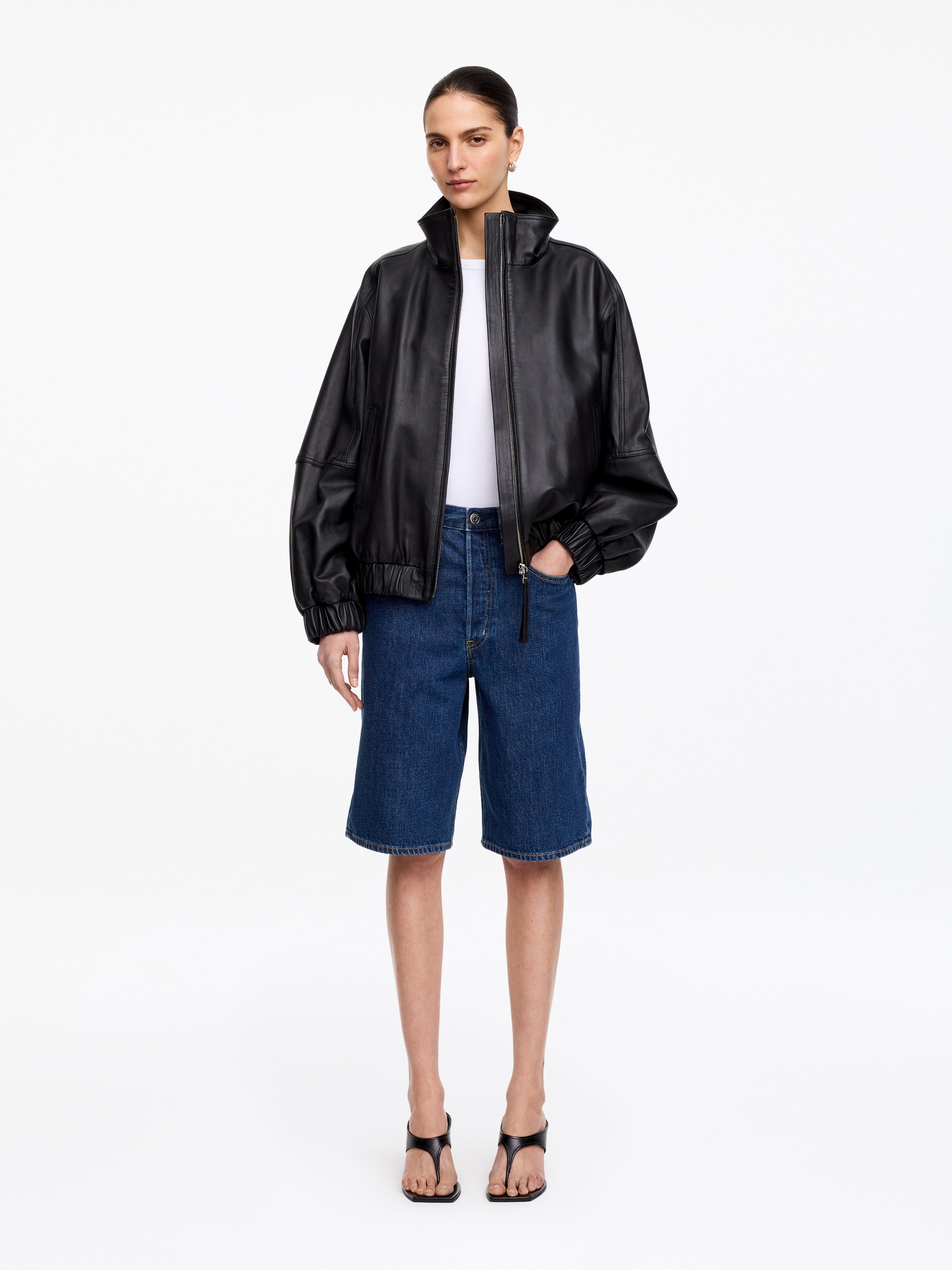 Long Denim Shorts-#3E64A7-18995