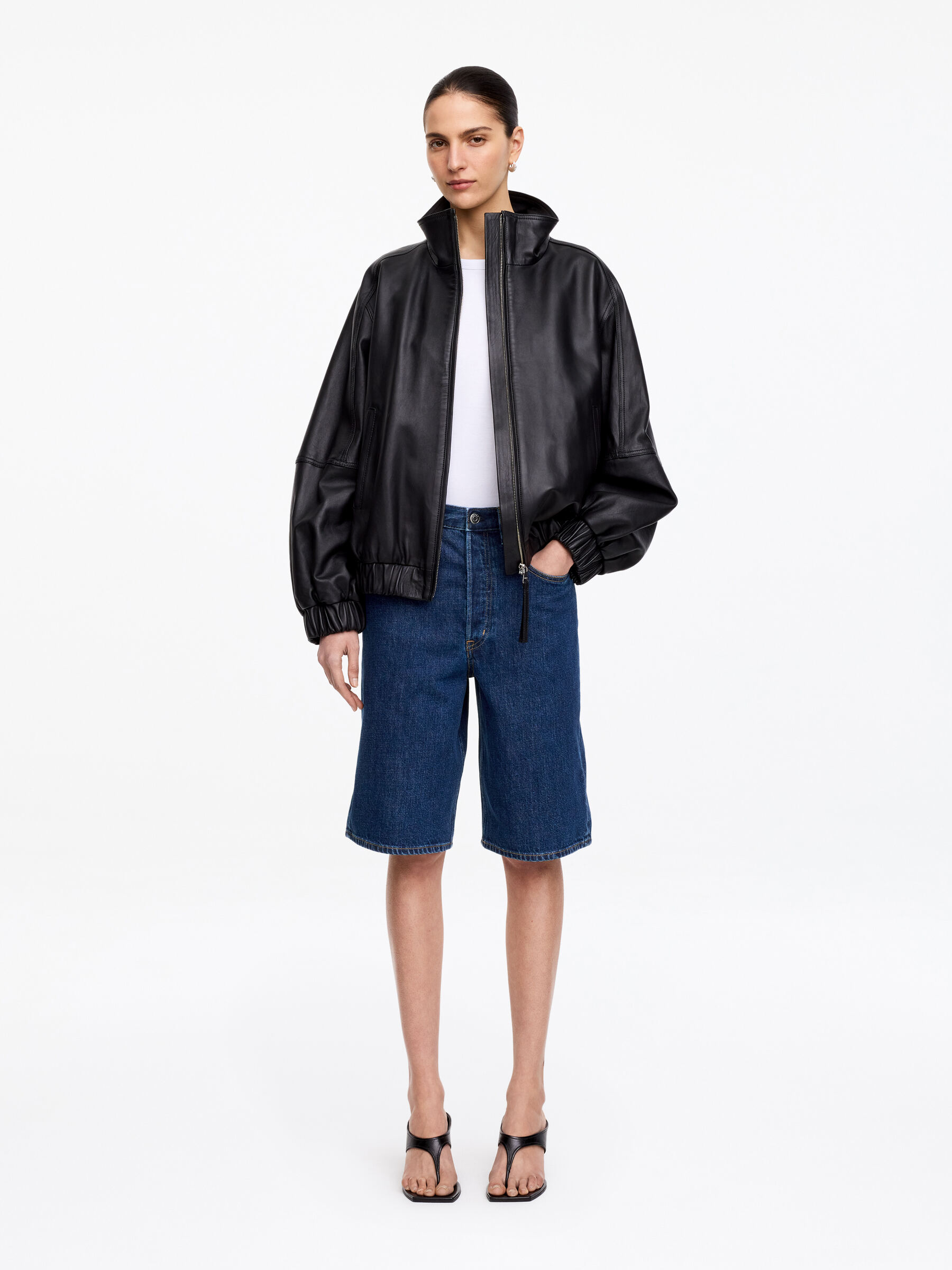 Long Denim Shorts-#3E64A7-18995