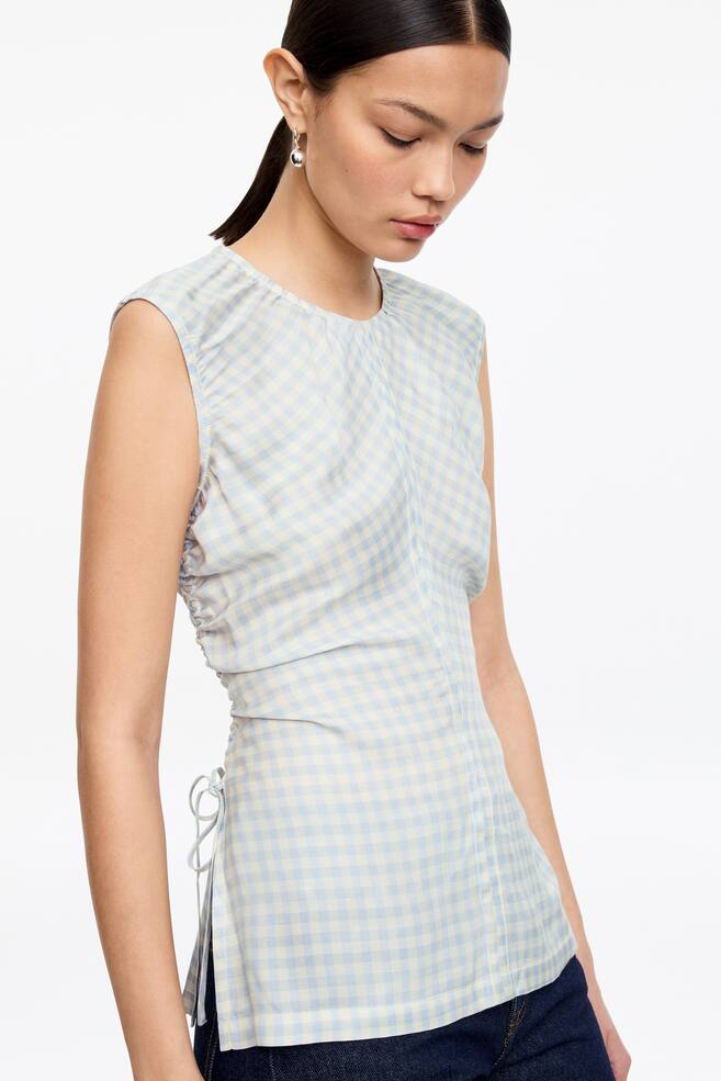 Drawstring Top -White/Blue - 4