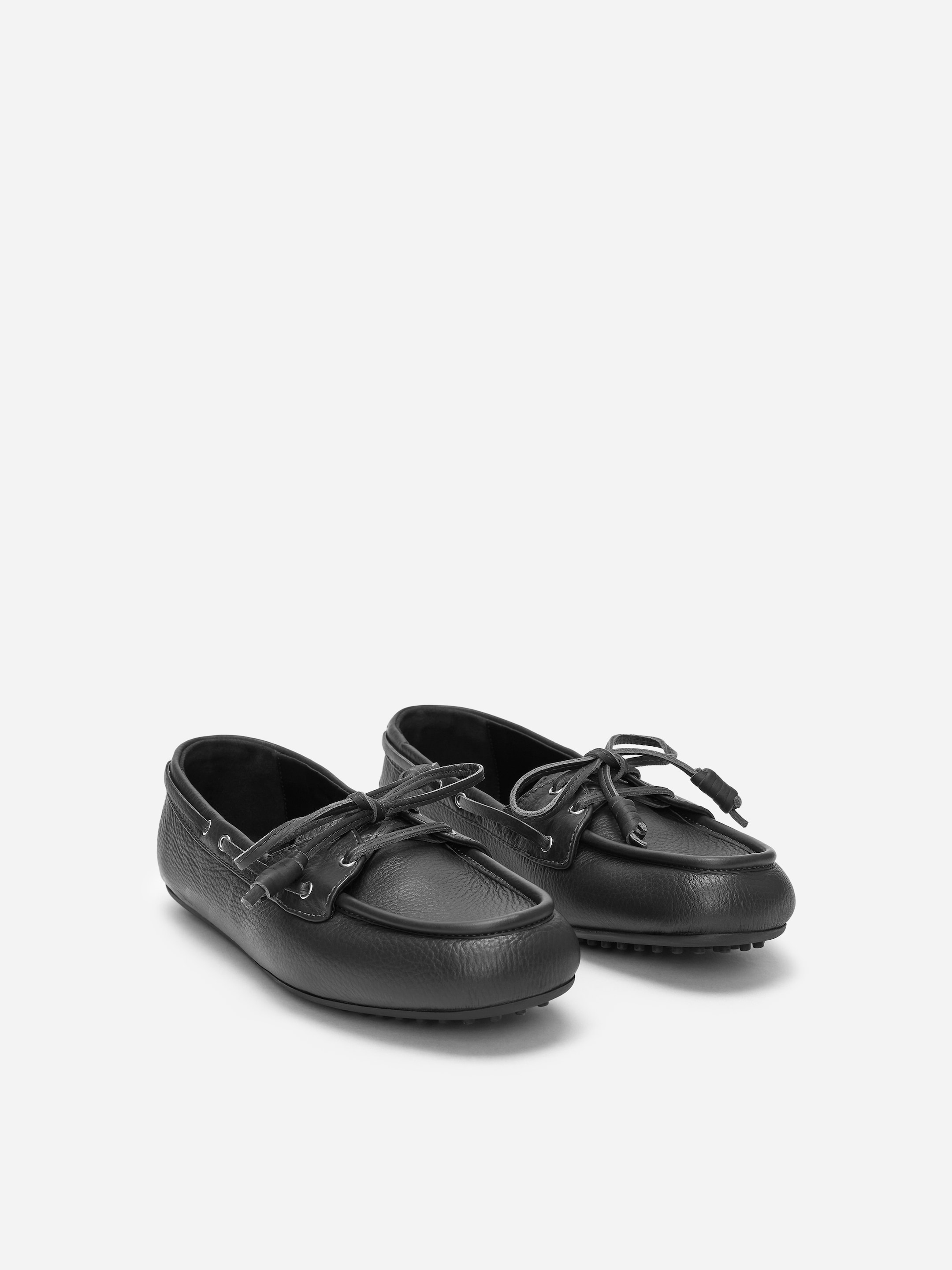 Leather Boat Shoes - Dark Grey - Women - StillMedia/DescriptiveStillLife - 3