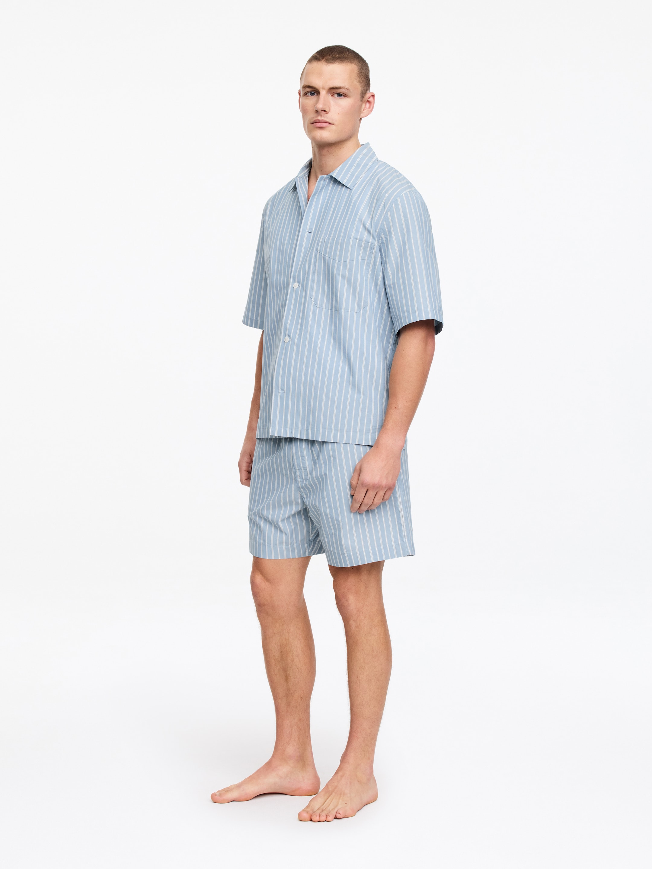 Camicia del pigiama in popeline - Blu polvere/Bianco - Relaxed fit - Men - StillMedia/Lookbook - 4