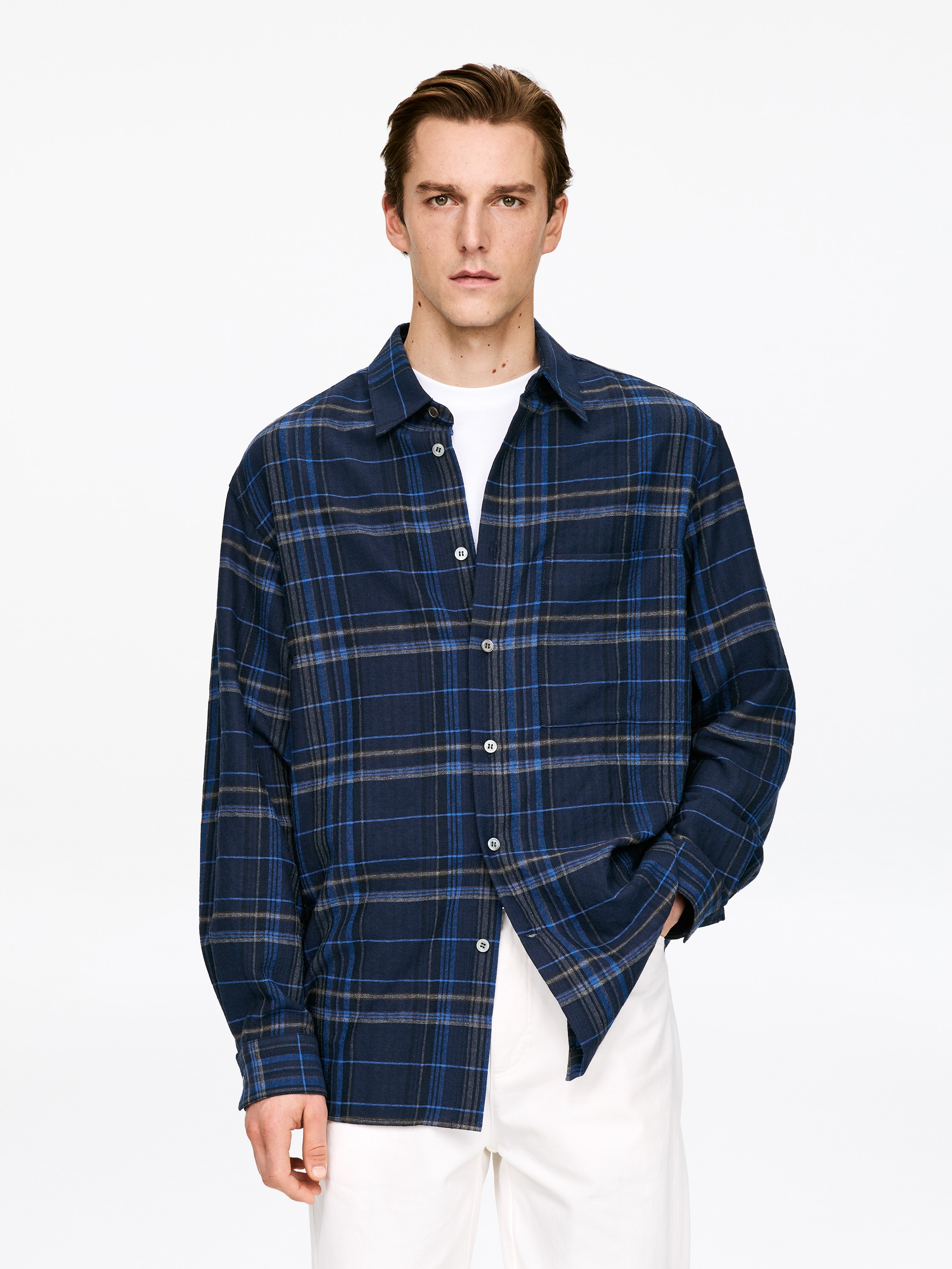 Camicia a quadri da uomo a maniche lunghe da boscaiolo