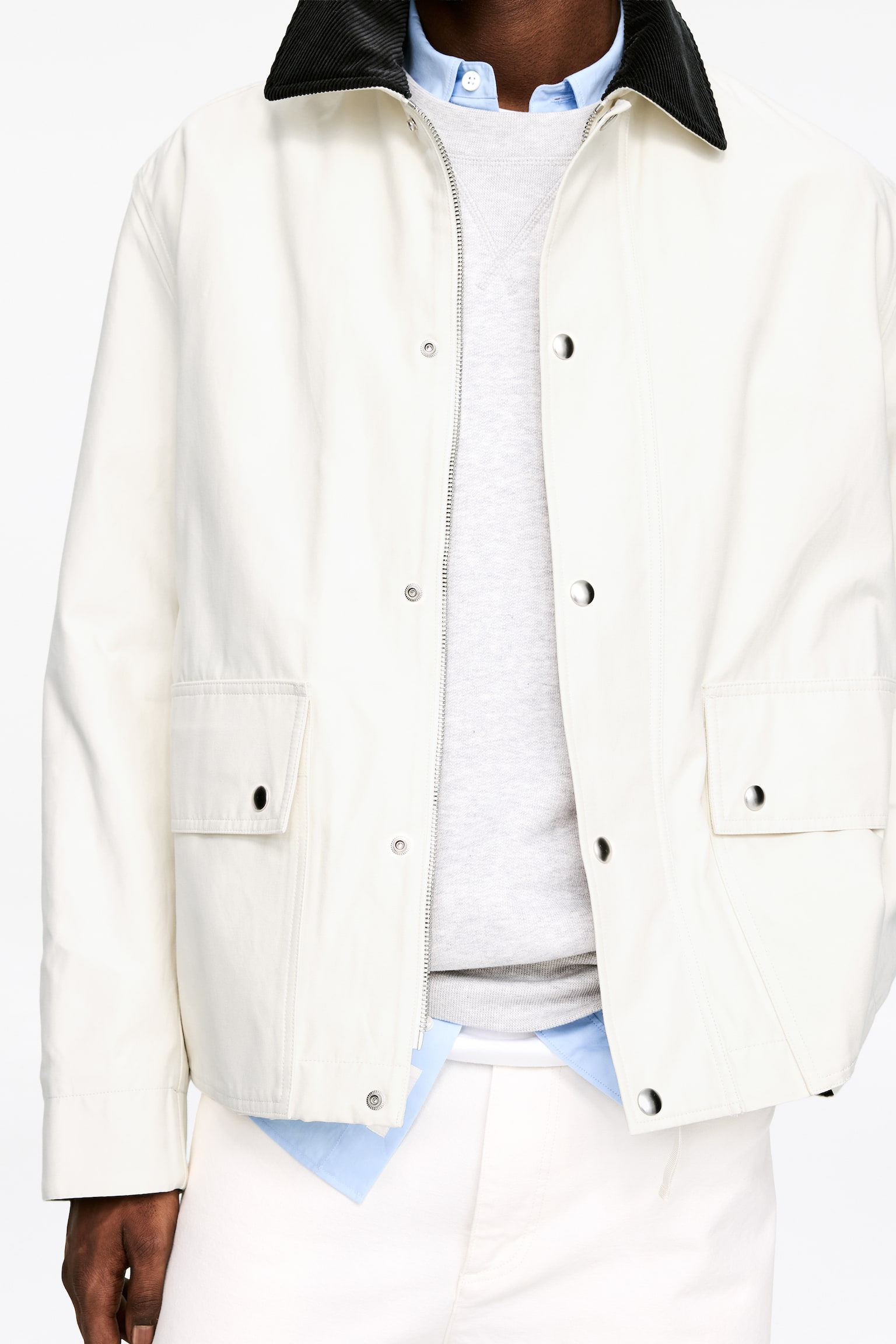 Gewaxt jack van nylon en katoen - Lichtbeige/Zwart - 10