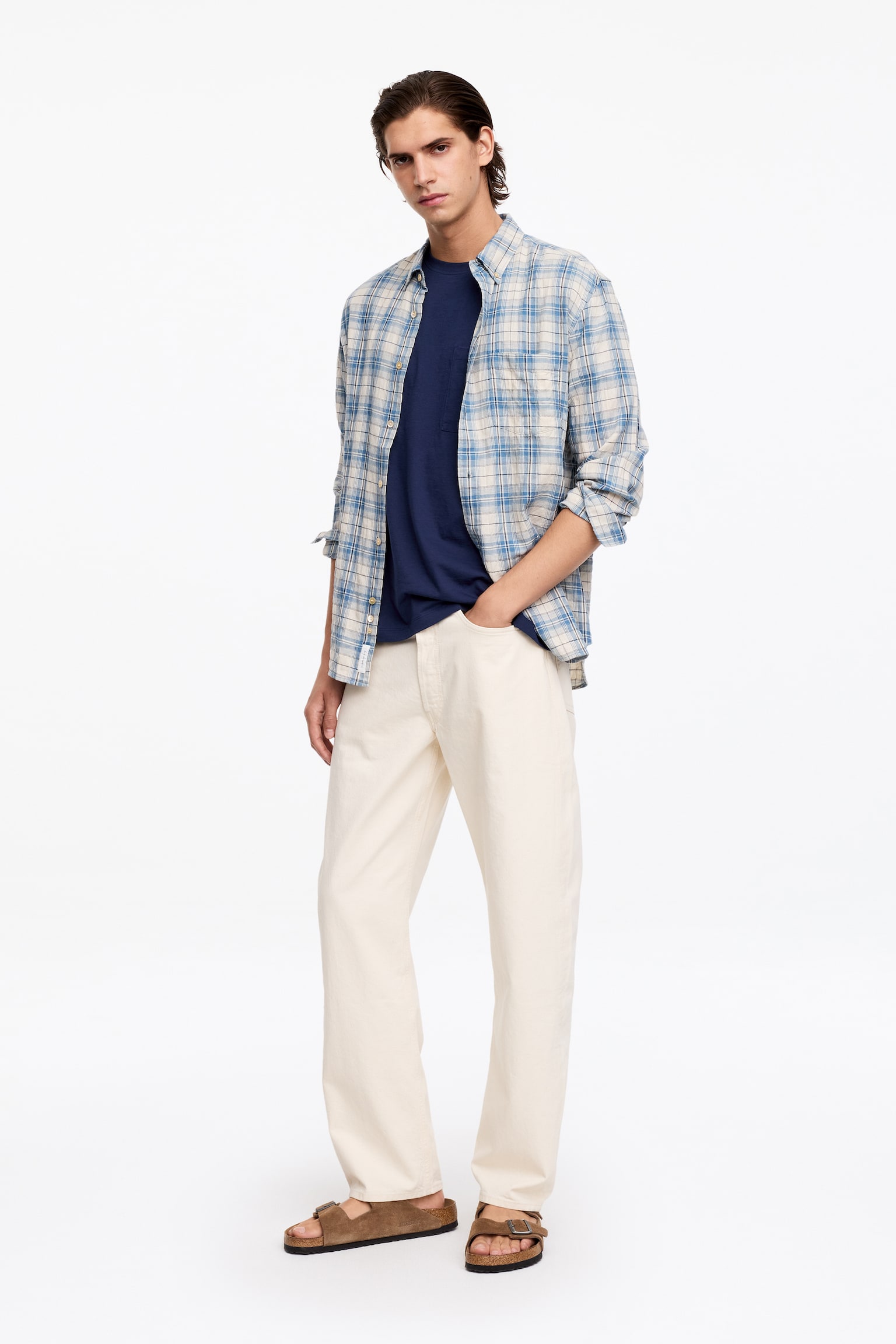 Lockeres T-Shirt aus Baumwolle-Dunkelblau - 1