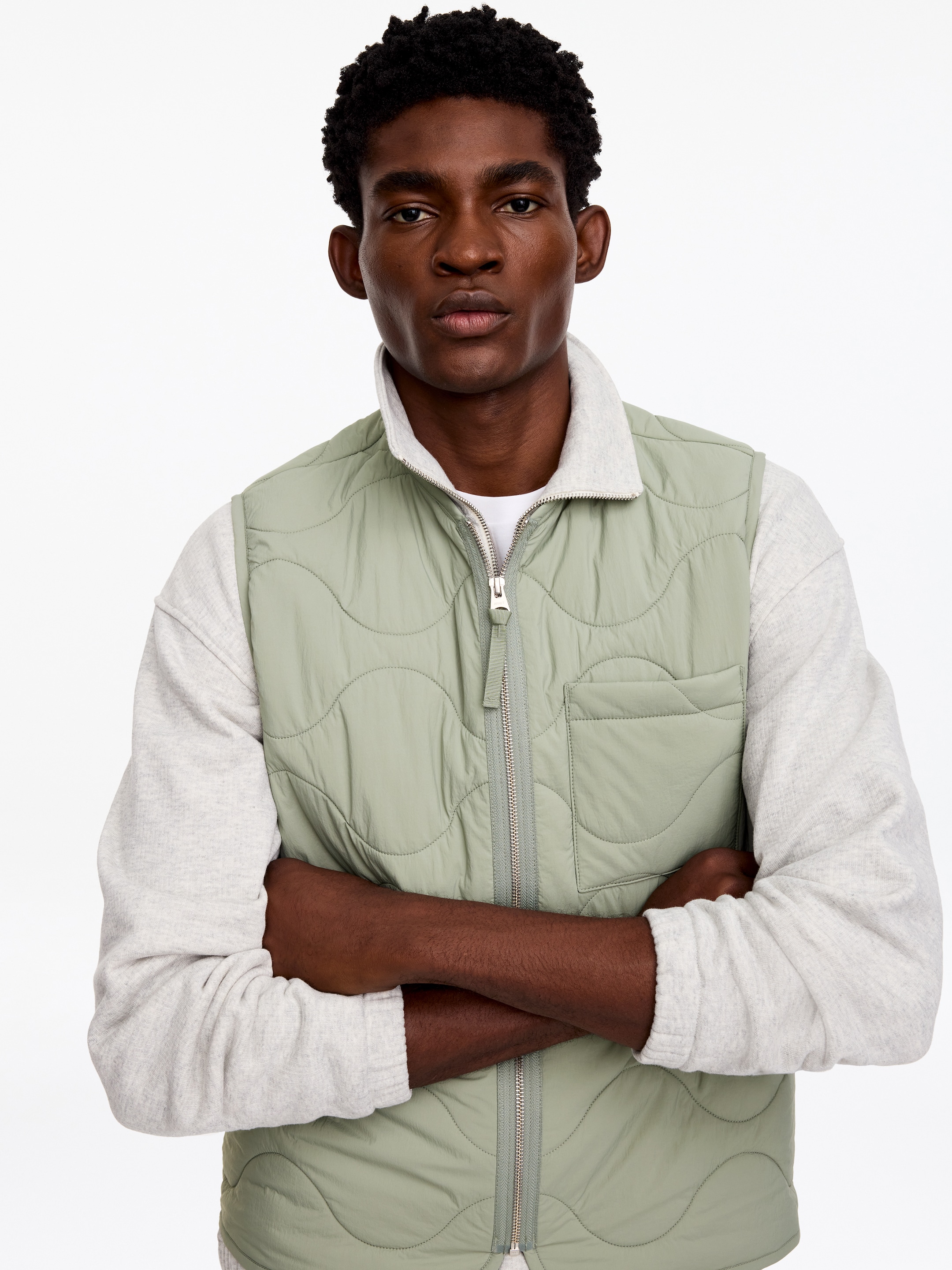 Quilted Liner Vest - Light Khaki Green - Regular fit - men - StillMedia/Lookbook - 4