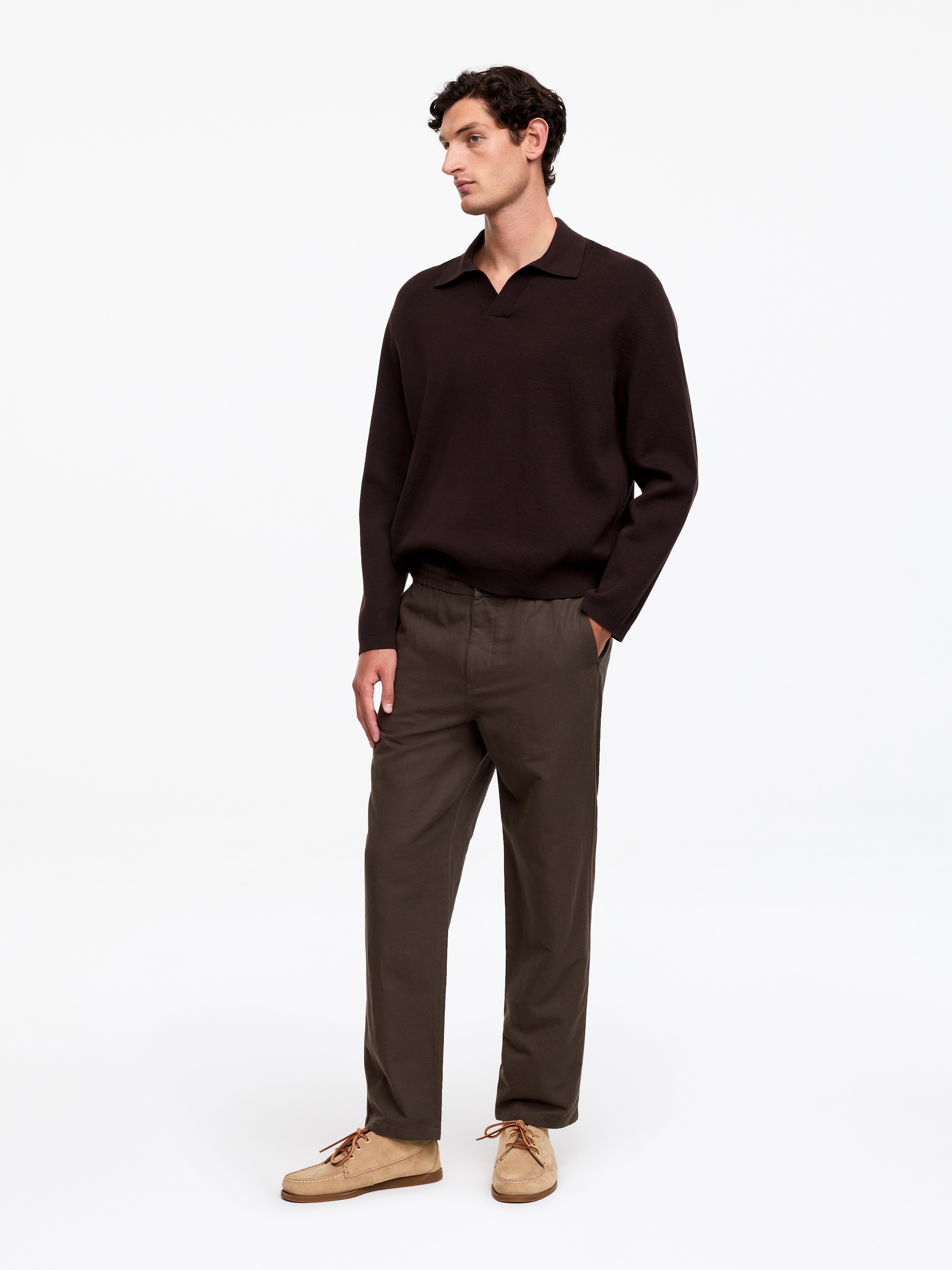 Pantalon en mélange de lin - Marron - Relaxed fit - Homme - StillMedia/Lookbook - 5