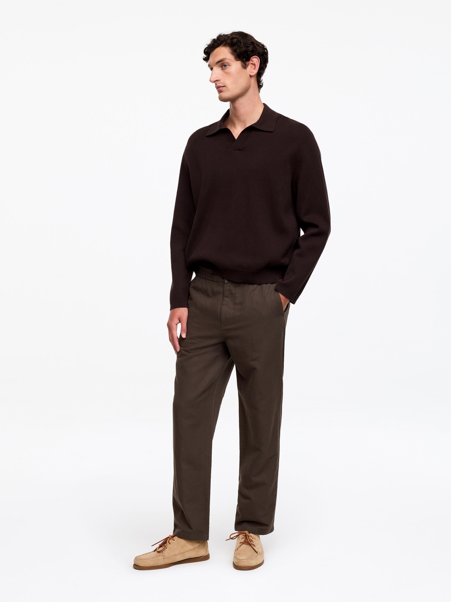Linen Blend Trousers - Brown - Relaxed fit - Men - StillMedia/Lookbook - 5