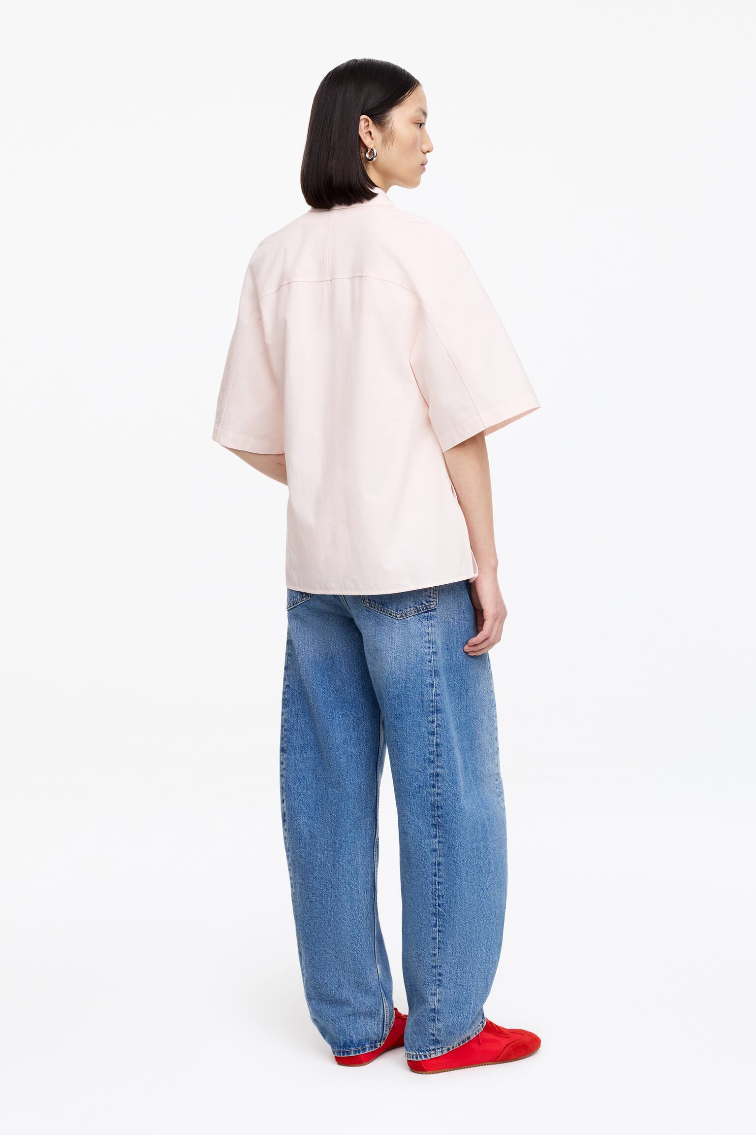 Риза с къс ръкав - Розово/Черно - 5