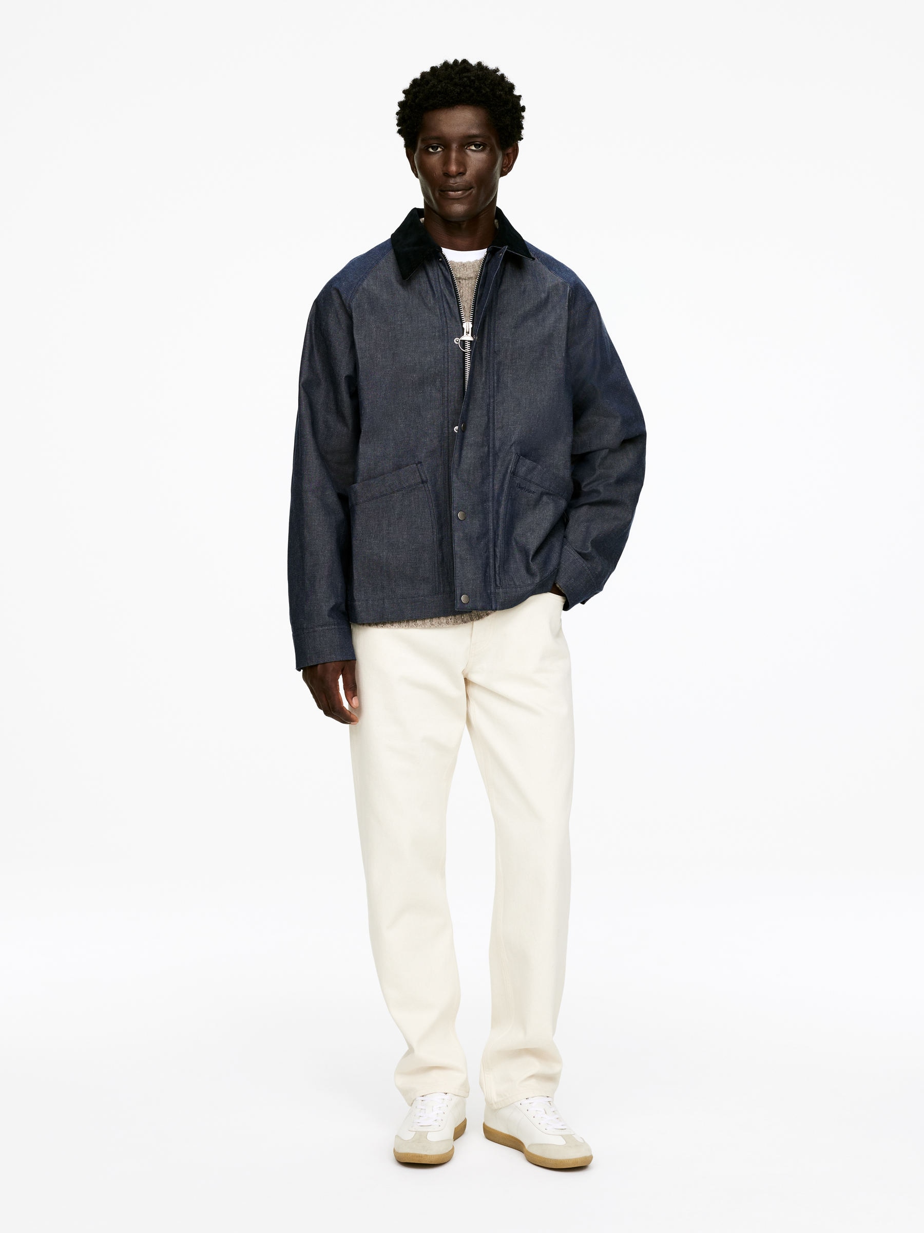 ARKET and Barbour Dry-Waxed Denim Jacket-#4C5A71-17273