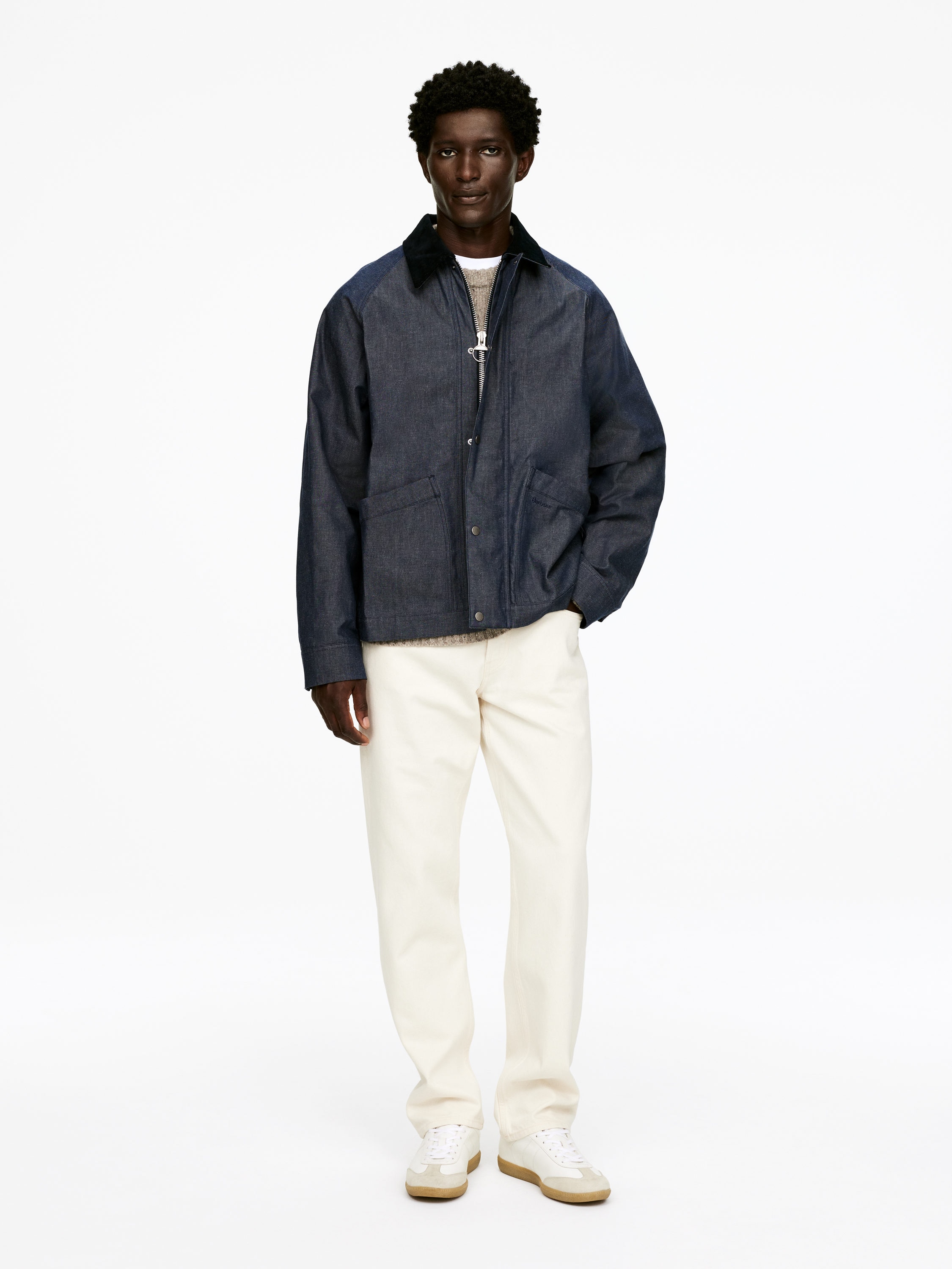 ARKET and Barbour Dry-Waxed Denim Jacket-#4C5A71-17273