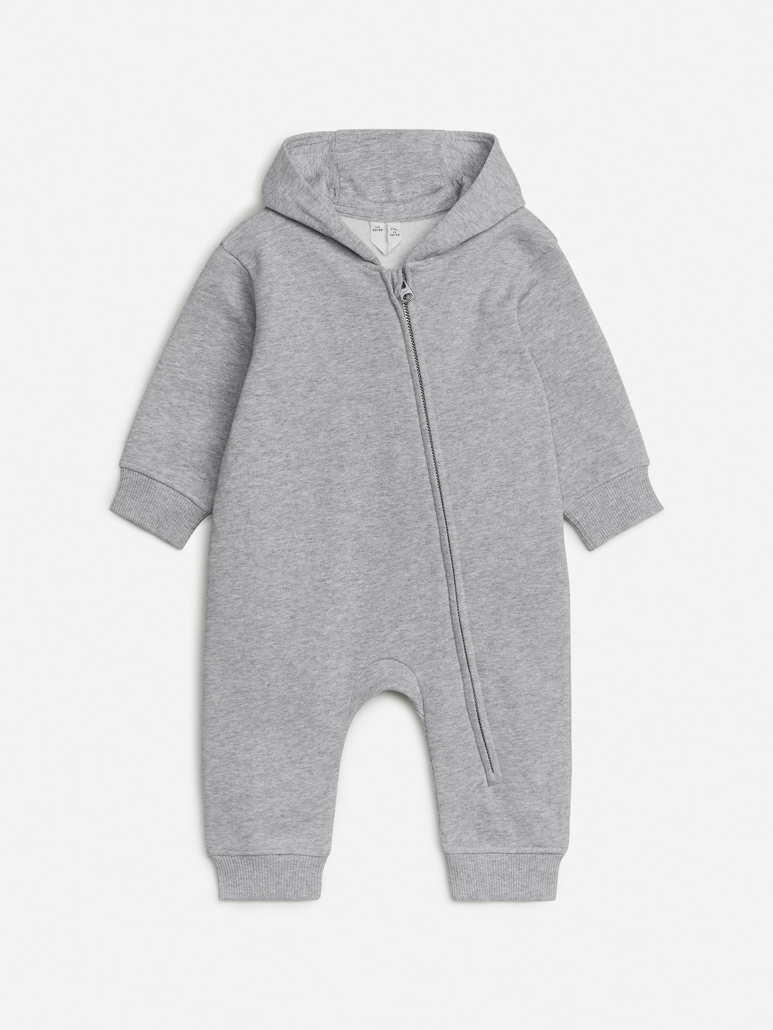 Jersey-Overall mit Kapuze - Graumeliert