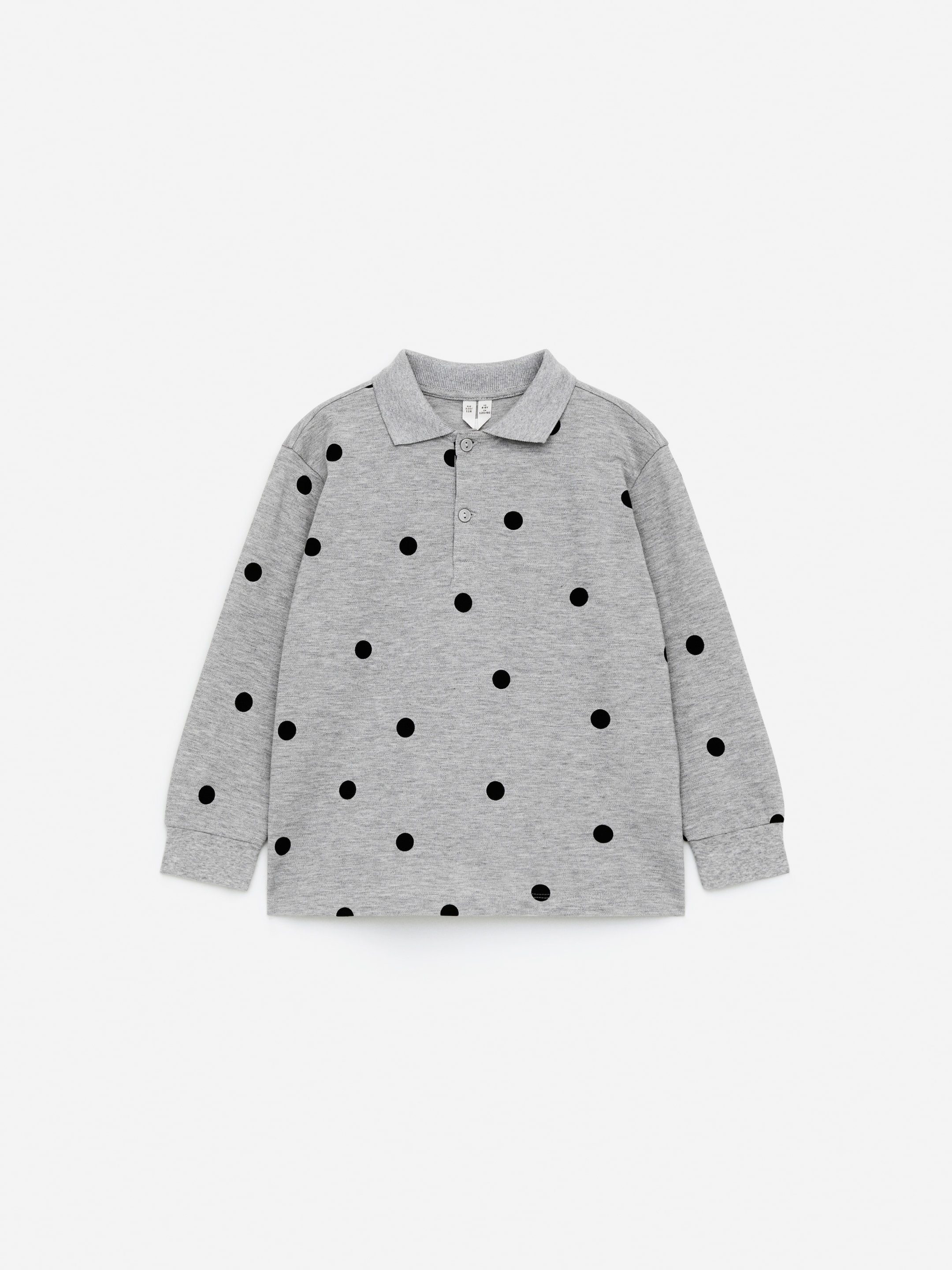 View larger image: Long-Sleeve Polo Shirt - Grey Melange - Kids | H&M GB 1