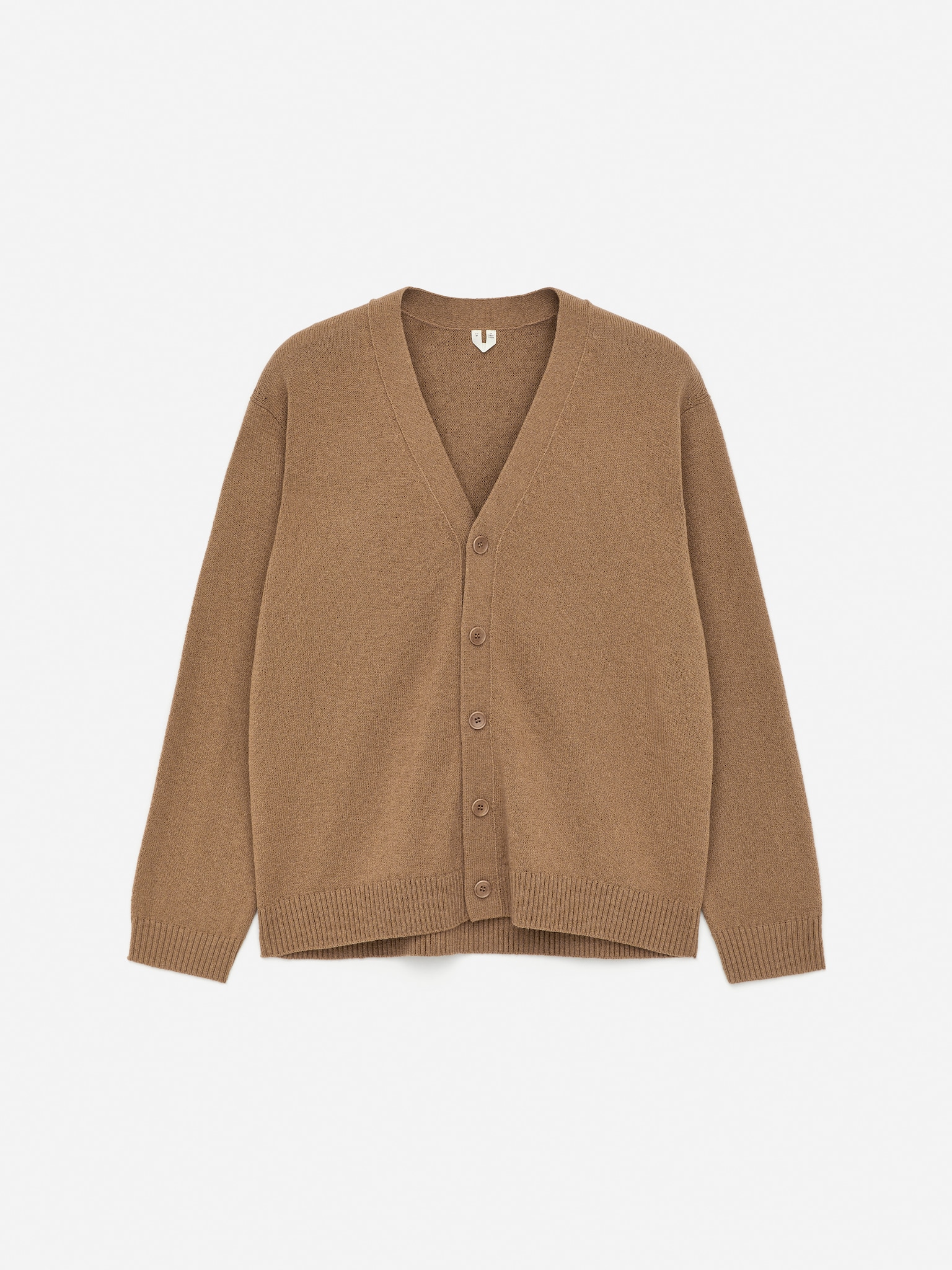 Wool Cotton Cardigan - Camel/Dark Blue