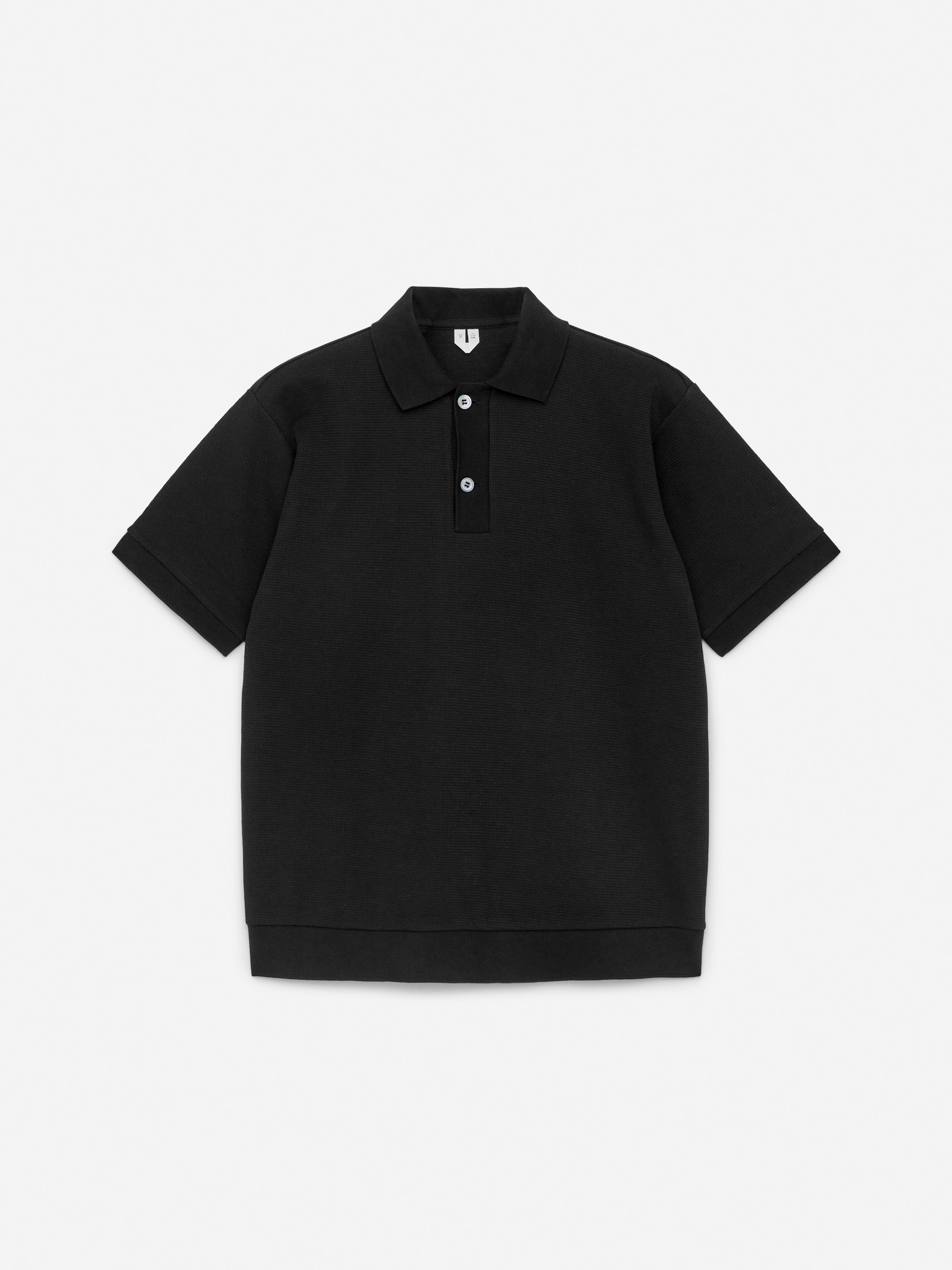 Textured Polo Shirt-Black-7251