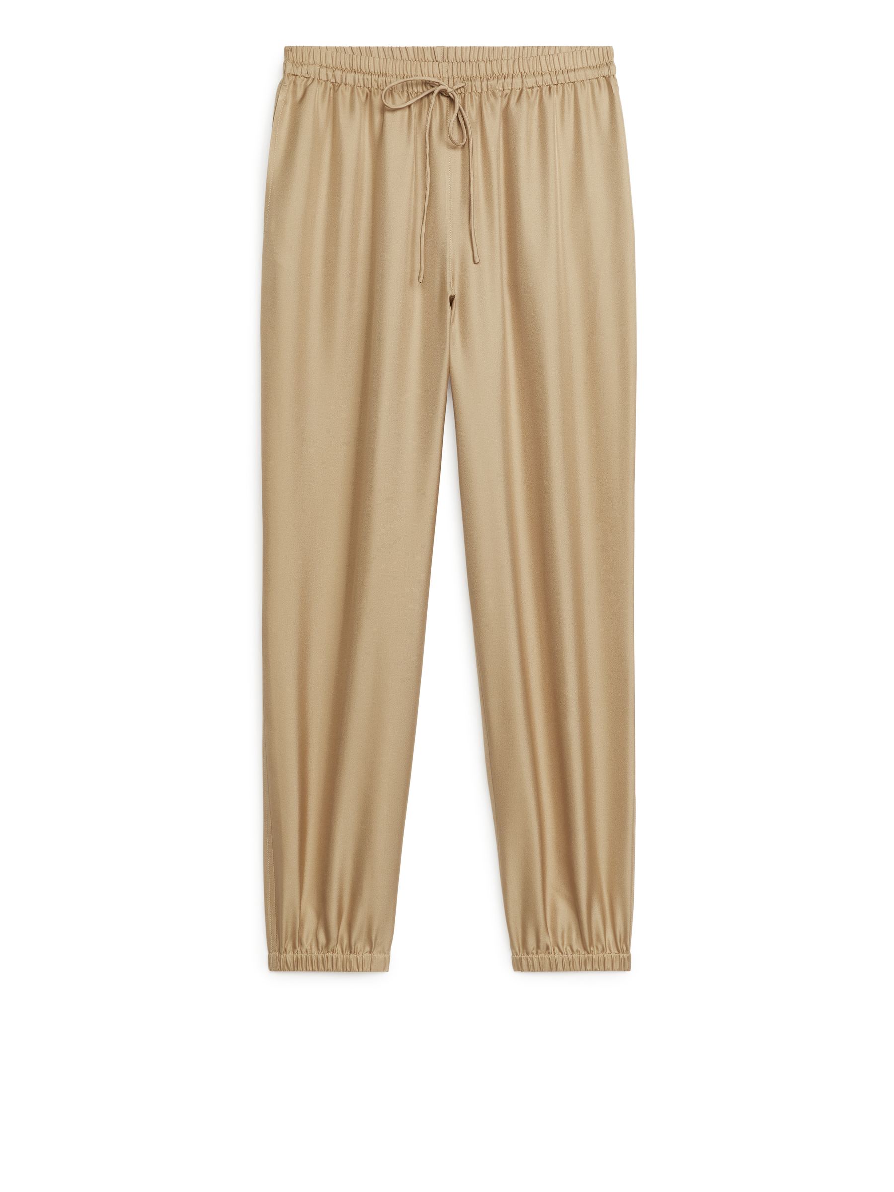 Silk Drawstring Trousers - Beige - Regular fit - Women - StillMedia/DescriptiveStillLife - 1