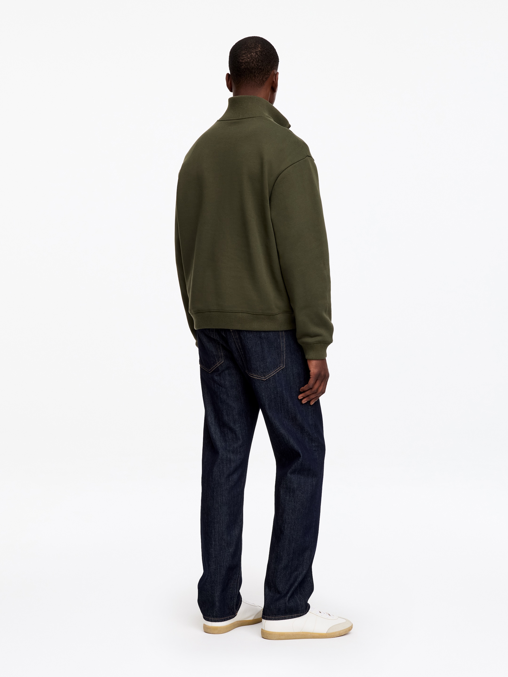 Sweatshirt mit kurzem Reißverschluss - Dunkles Khaki - Regular Fit - men - StillMedia/Lookbook - 2