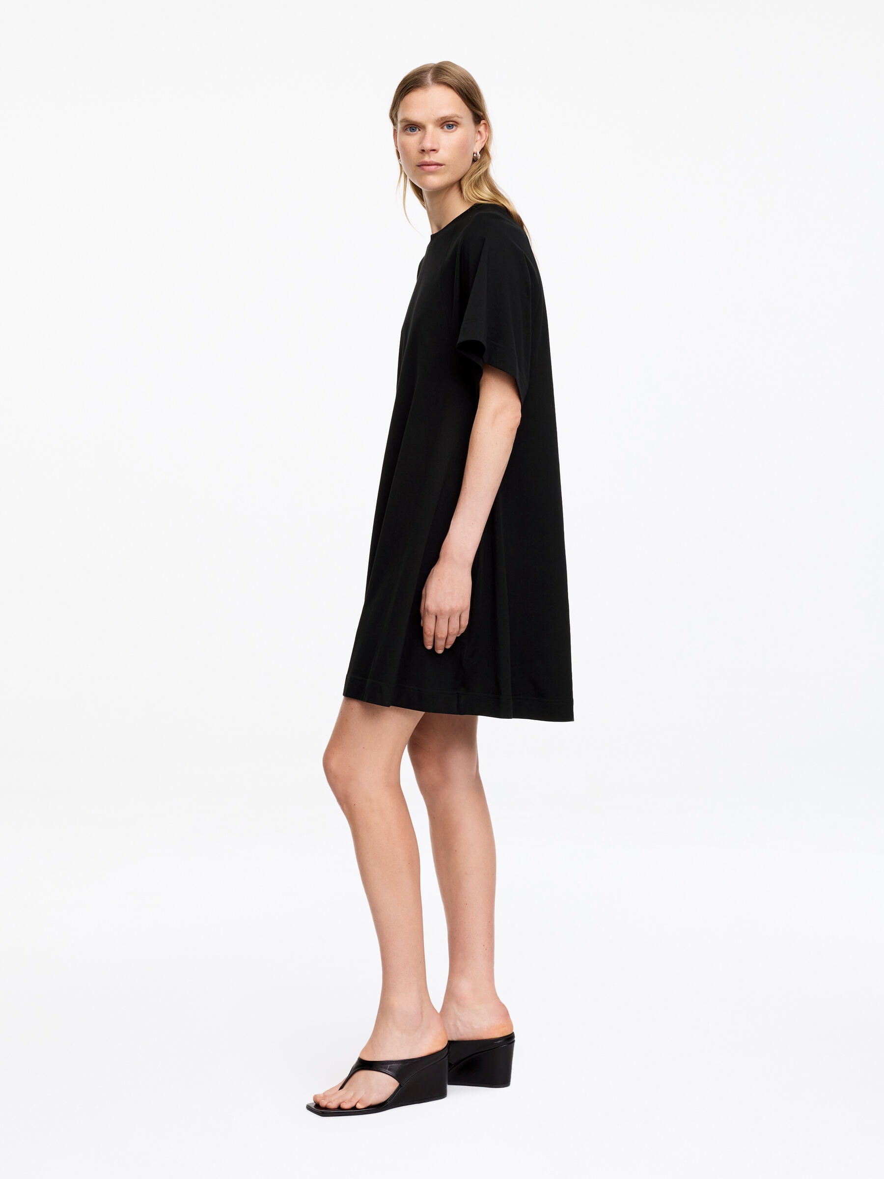 A-line Cotton Dress - Black - Relaxed fit - Women - StillMedia/Lookbook - 5