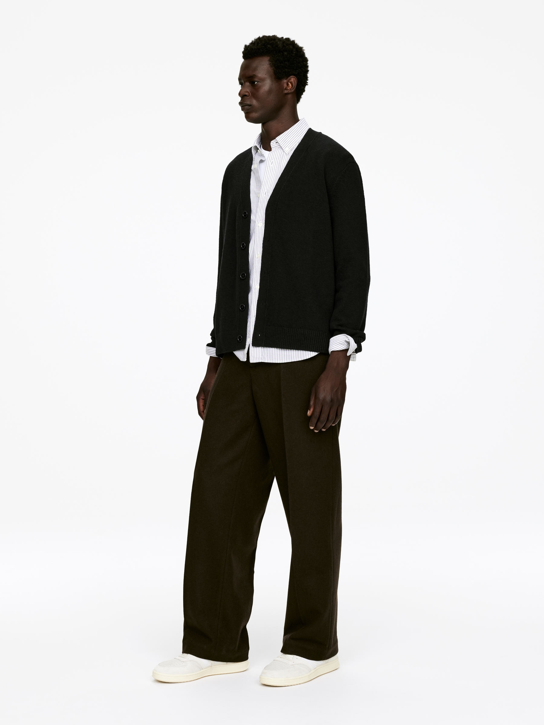 Wool Cotton Cardigan - Black - Relaxed fit - Men - StillMedia/Lookbook - 5