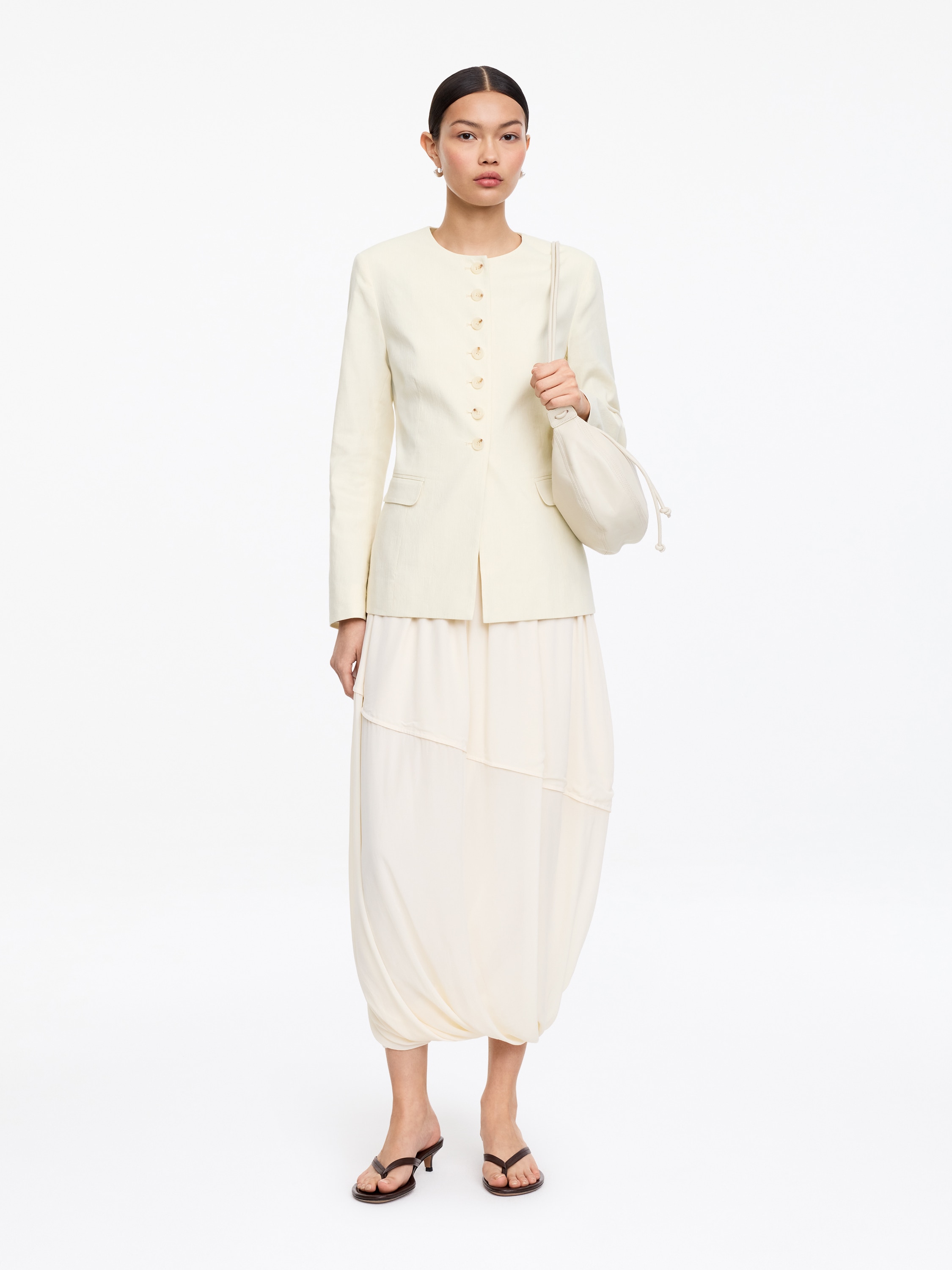 Σακάκι από μείγμα λινού - Εκρού/Μαύρο/Μαύρο/Σκούρο Καφέ