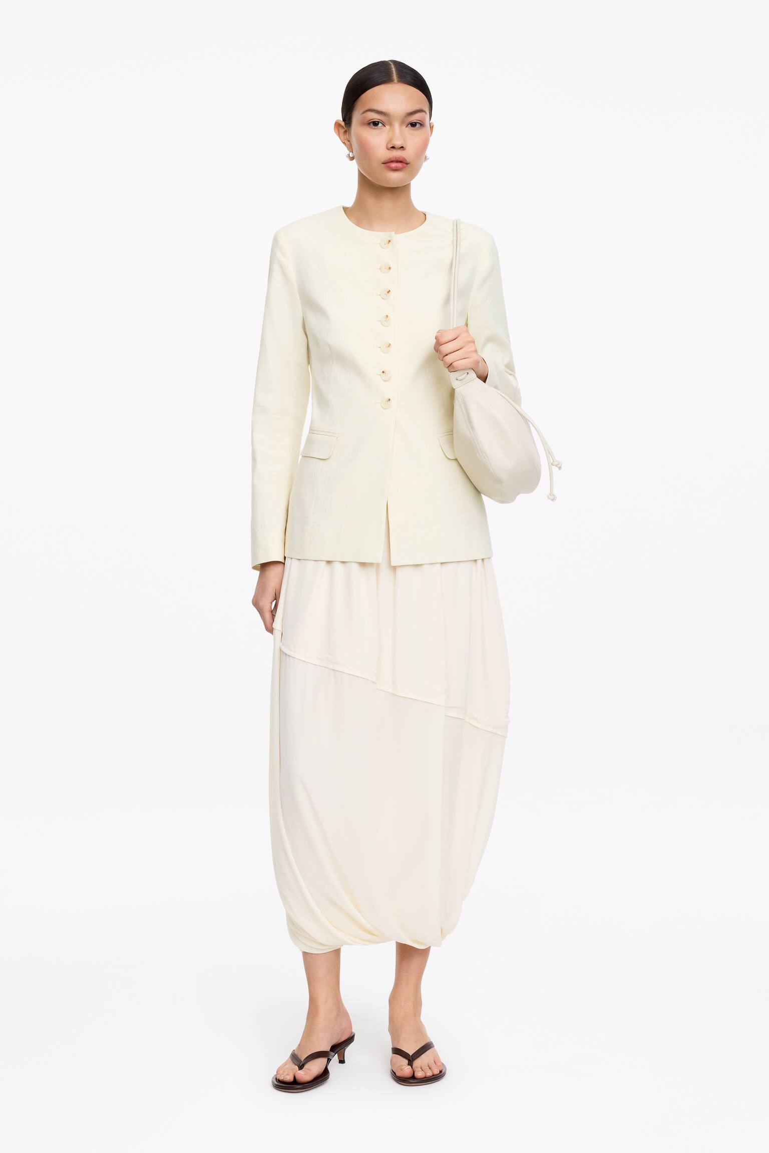 Blazer i hørblend - Råhvid/Sort/Sort/Mørkebrun - 1