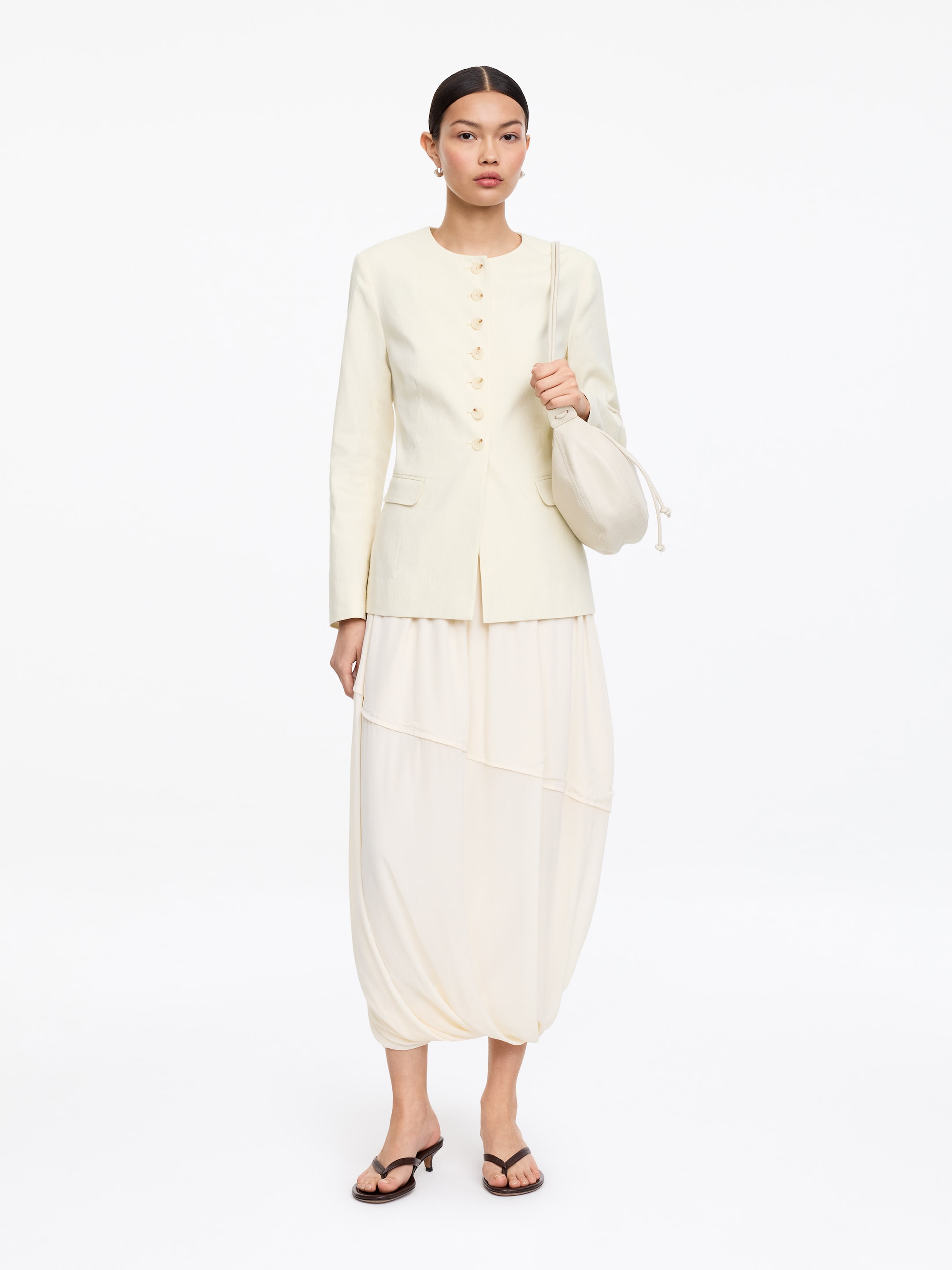 Linen-Blend Blazer - Off White - Slim fit - Women - StillMedia/Lookbook - 3