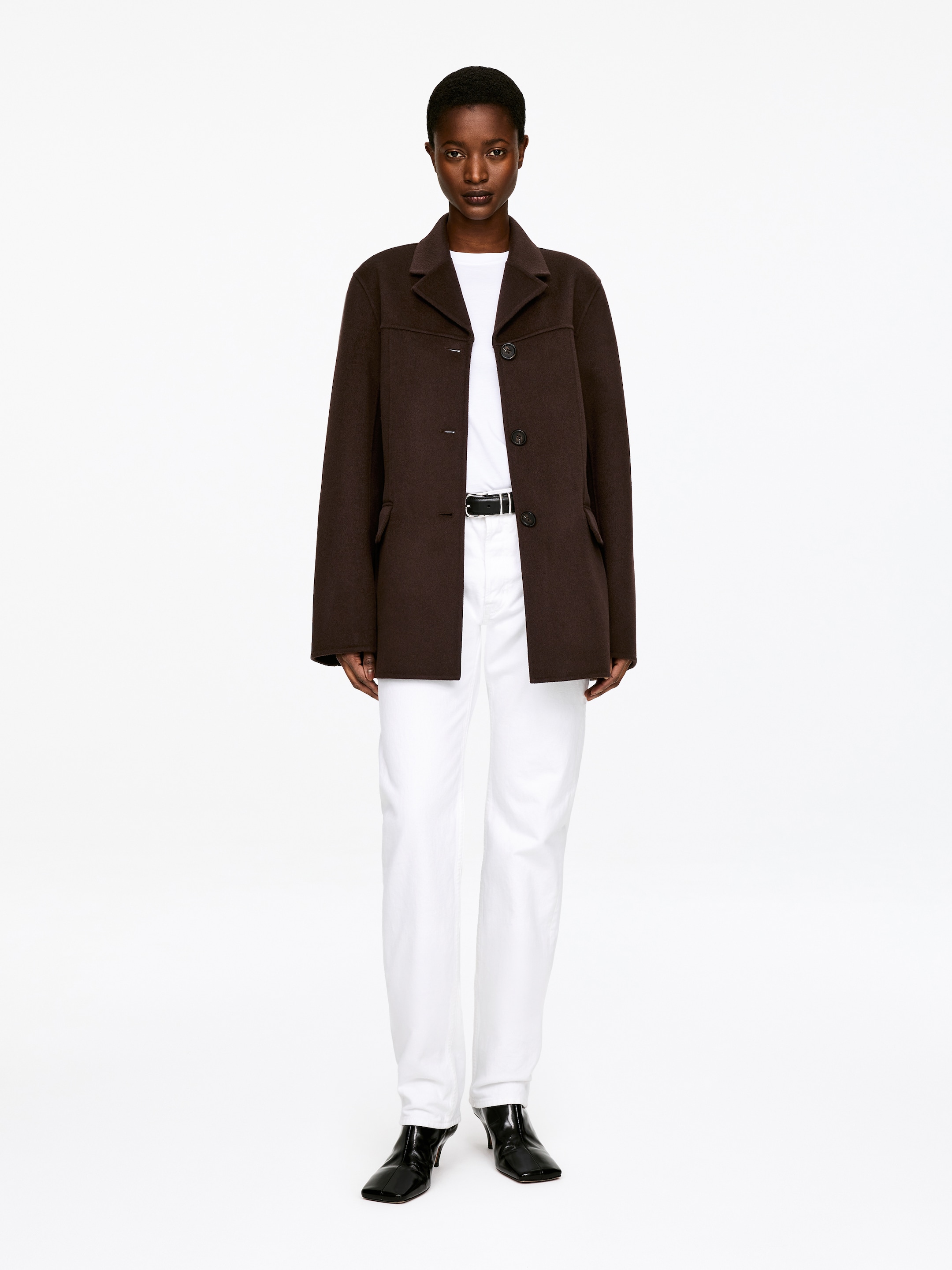 Visa större bild: Kavaj i dubbelvävd ullblandning - Brun - DAM | H&M FI 1