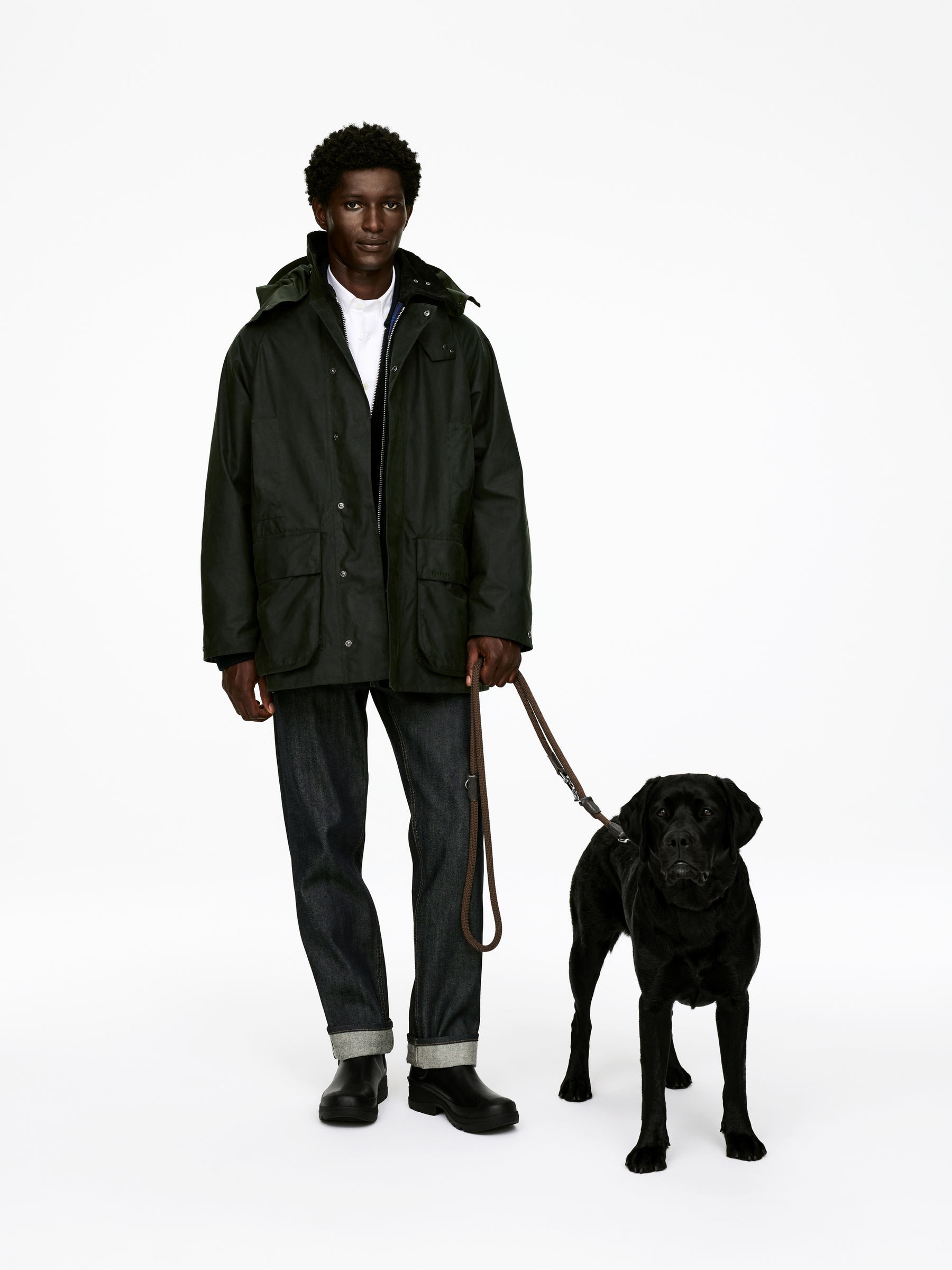 ARKET and Barbour Waxed Cotton Jacket - Dark Green/Checkered - Loose fit - Men - StillMedia/Lookbook - 6